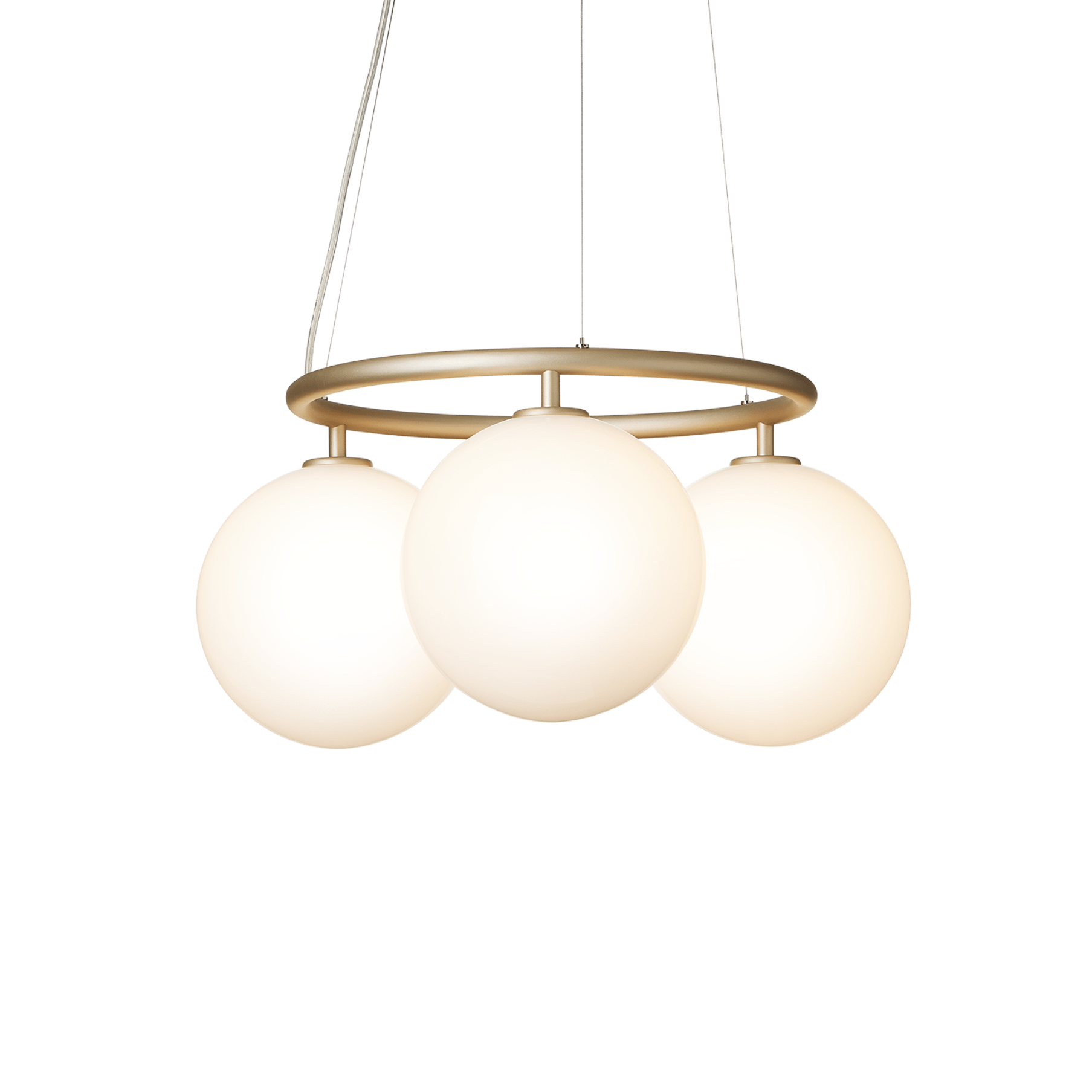 Závesná lampa MIIRA 3 CIRCULAR mosadzná s opálovým sklom
