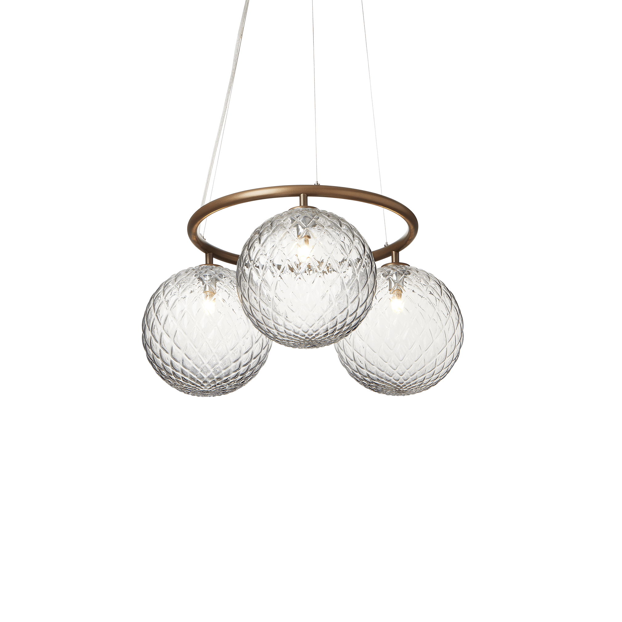 Závesná lampa MIIRA 3 CIRCULAR tmavohnedá s priehľadným sklom