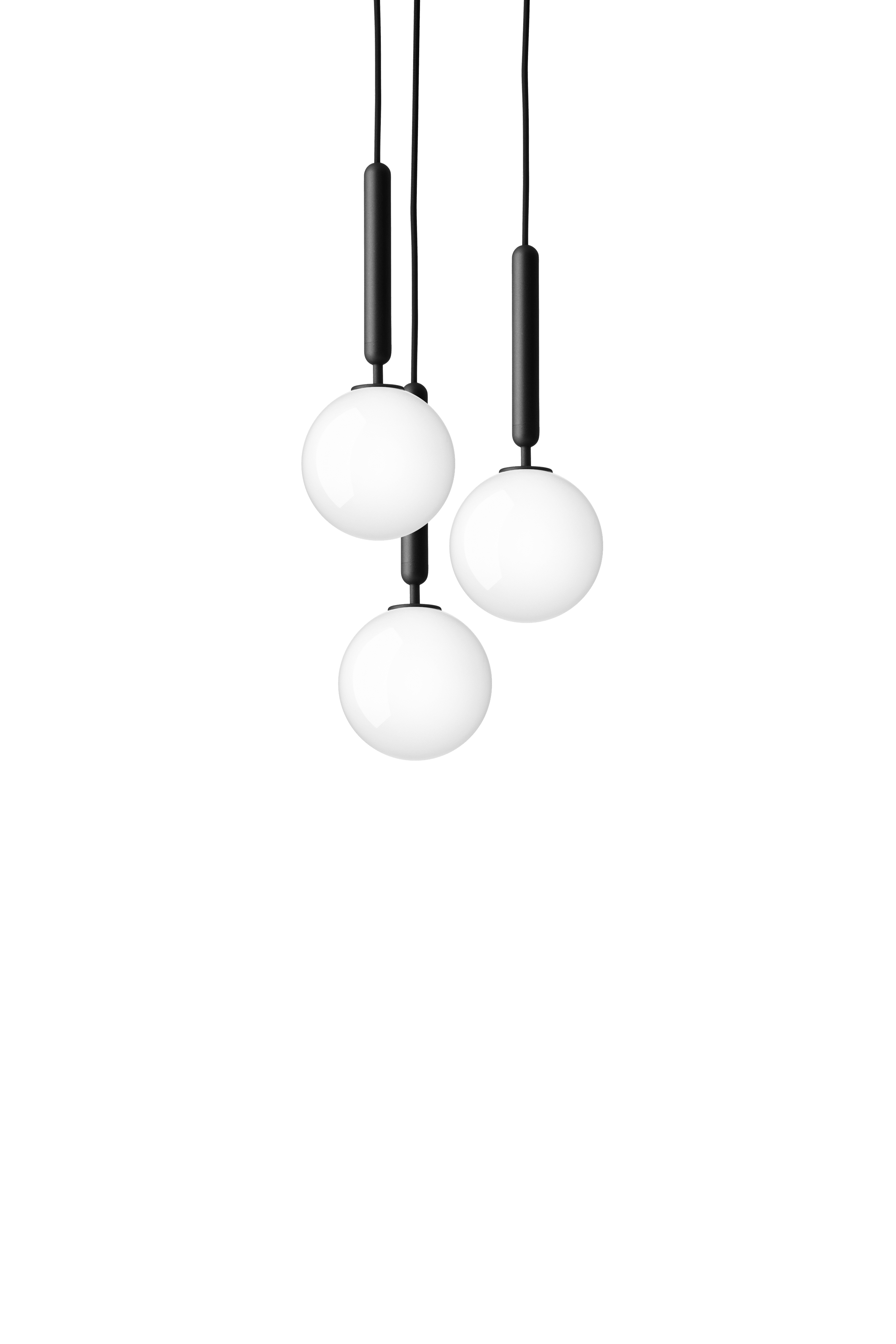 Závesná lampa MIIRA 3 grafitová s opálovým sklom