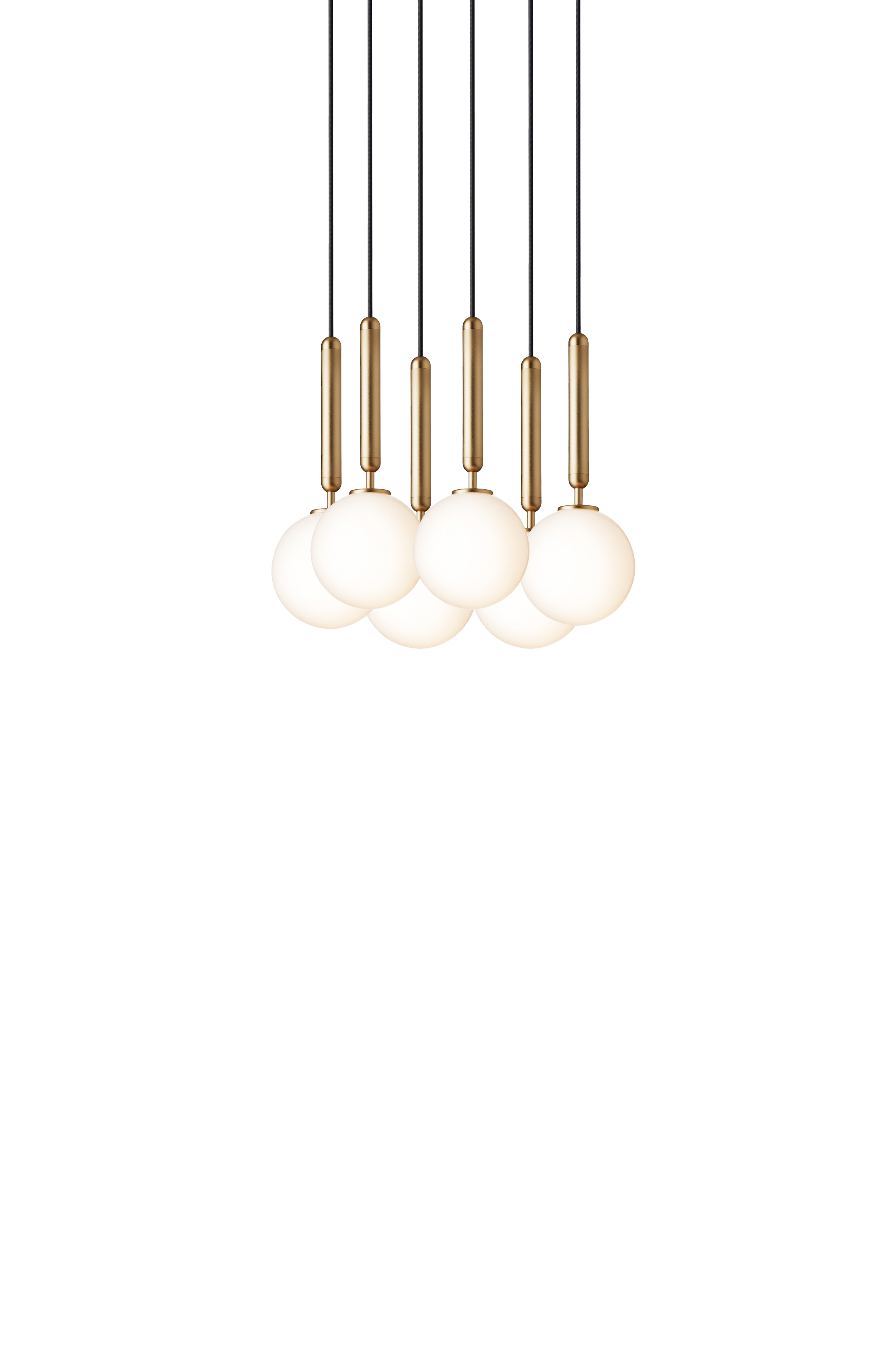 Závesná lampa MIIRA 6 mosadzná s opálovým sklom