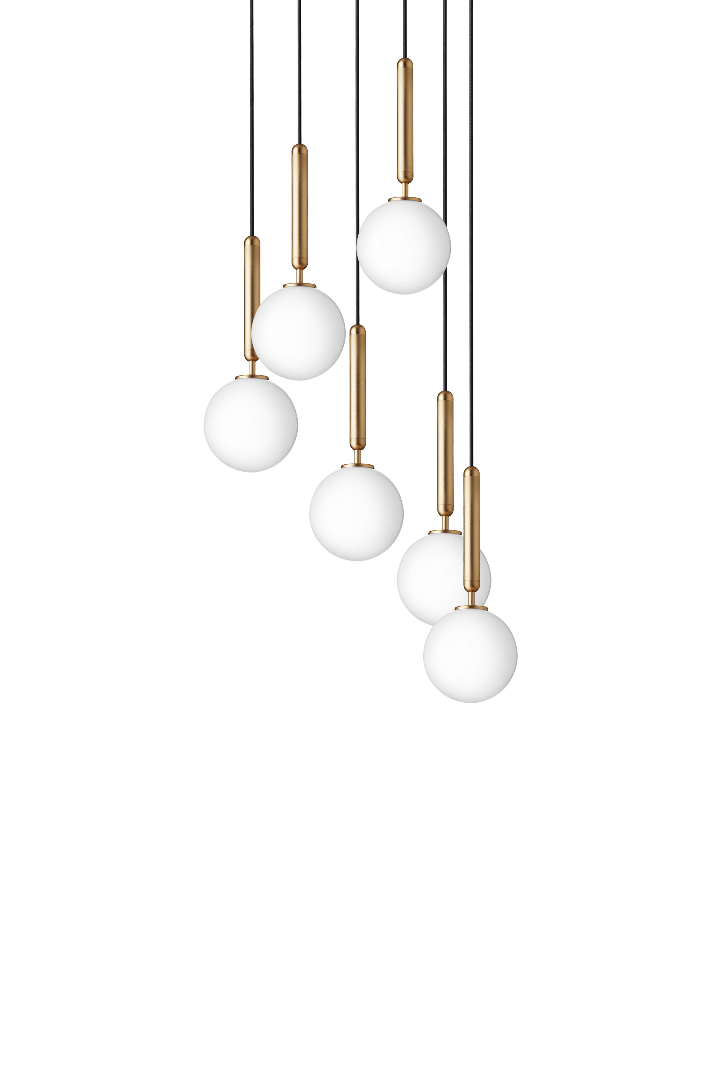 Závesná lampa MIIRA 6 mosadzná s opálovým sklom