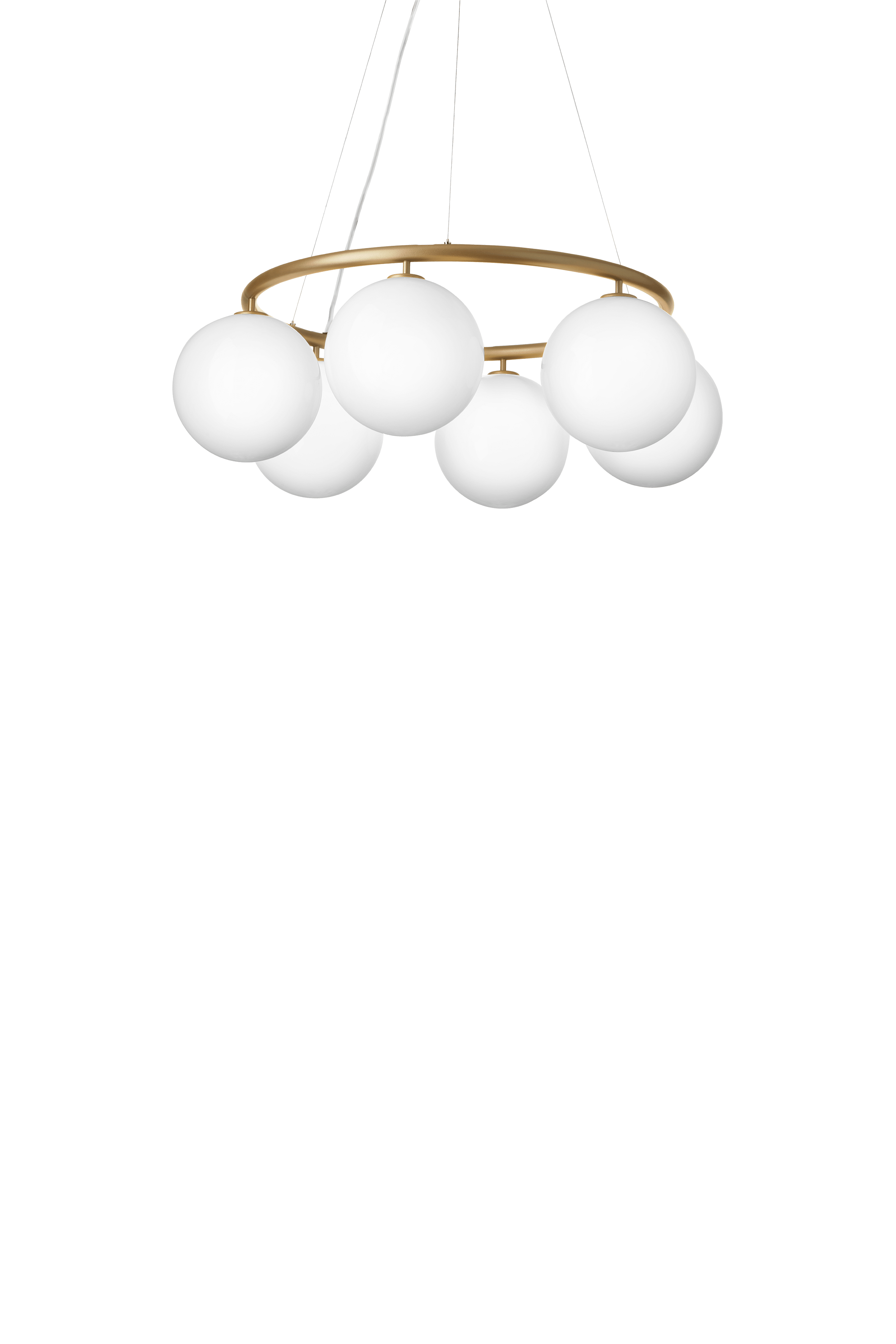 Závesná lampa MIIRA 6 CIRCULAR mosadzná s opálovým sklom