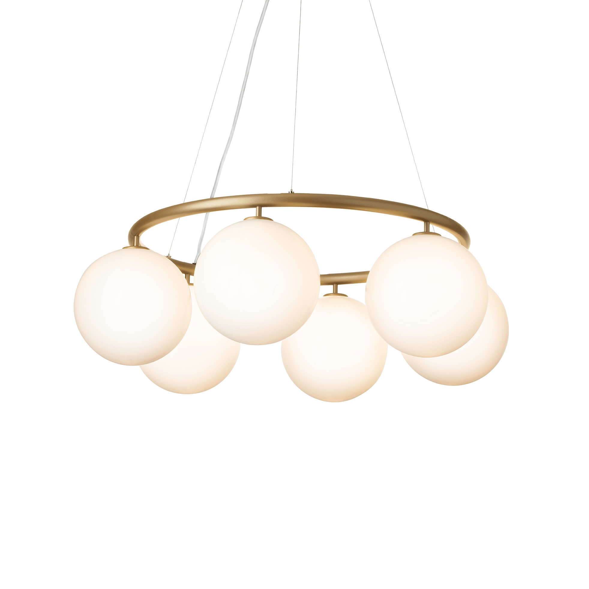 Závesná lampa MIIRA 6 CIRCULAR mosadzná s opálovým sklom