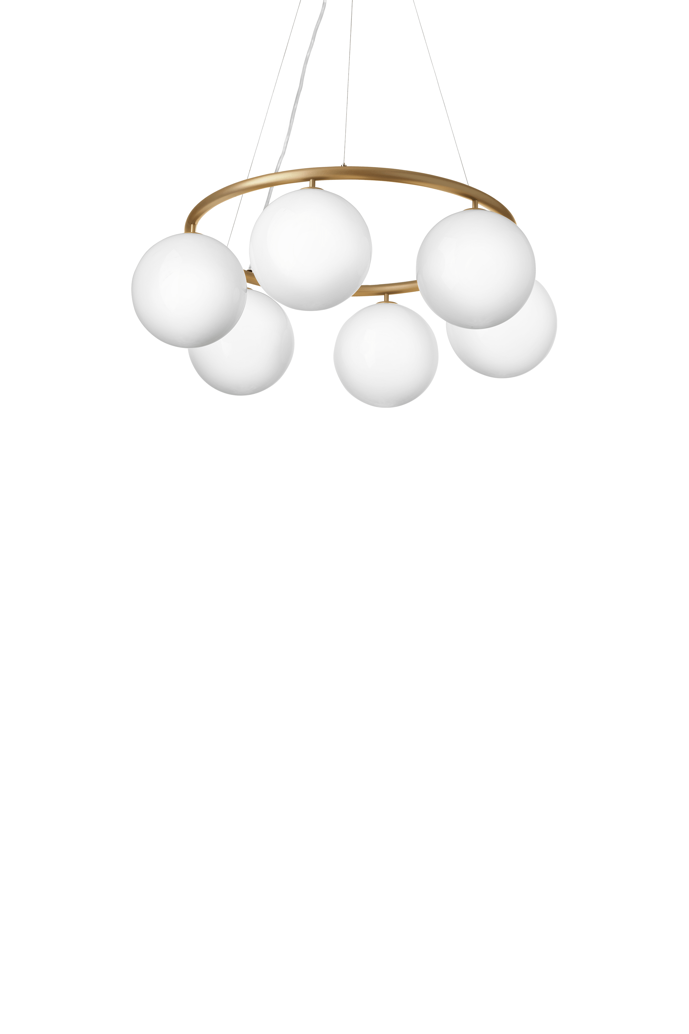 Závesná lampa MIIRA 6 CIRCULAR mosadzná s opálovým sklom