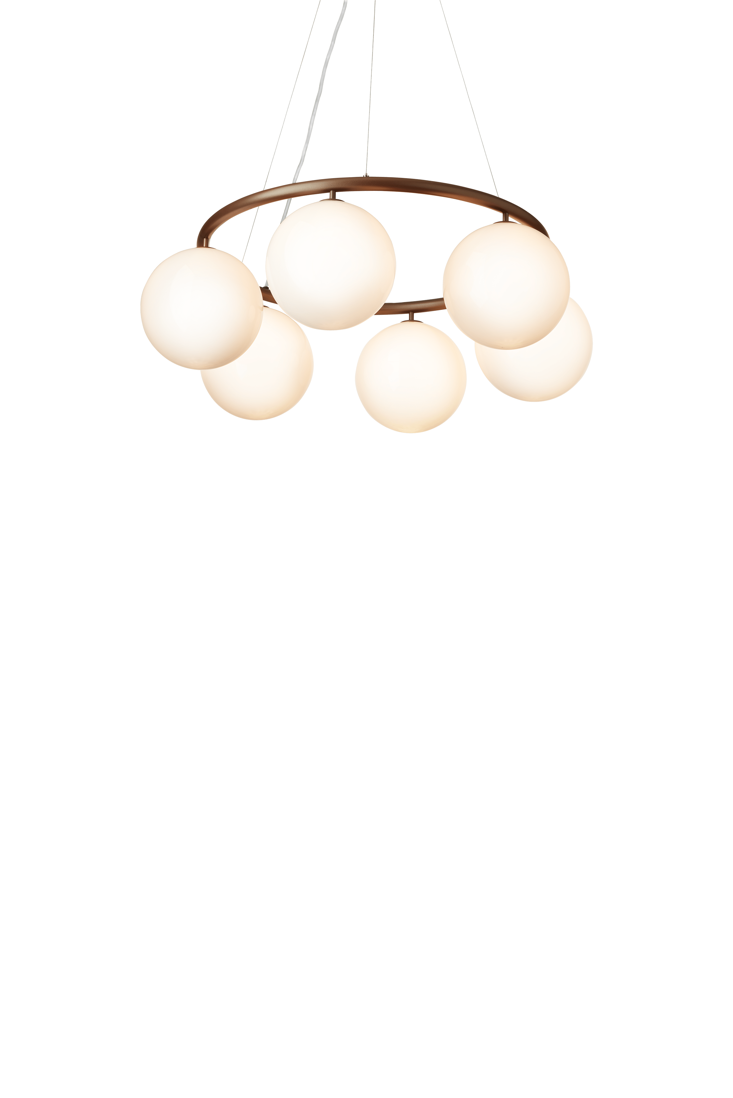 Závesná lampa MIIRA 6 CIRCULAR tmavohnedá s opálovým sklom