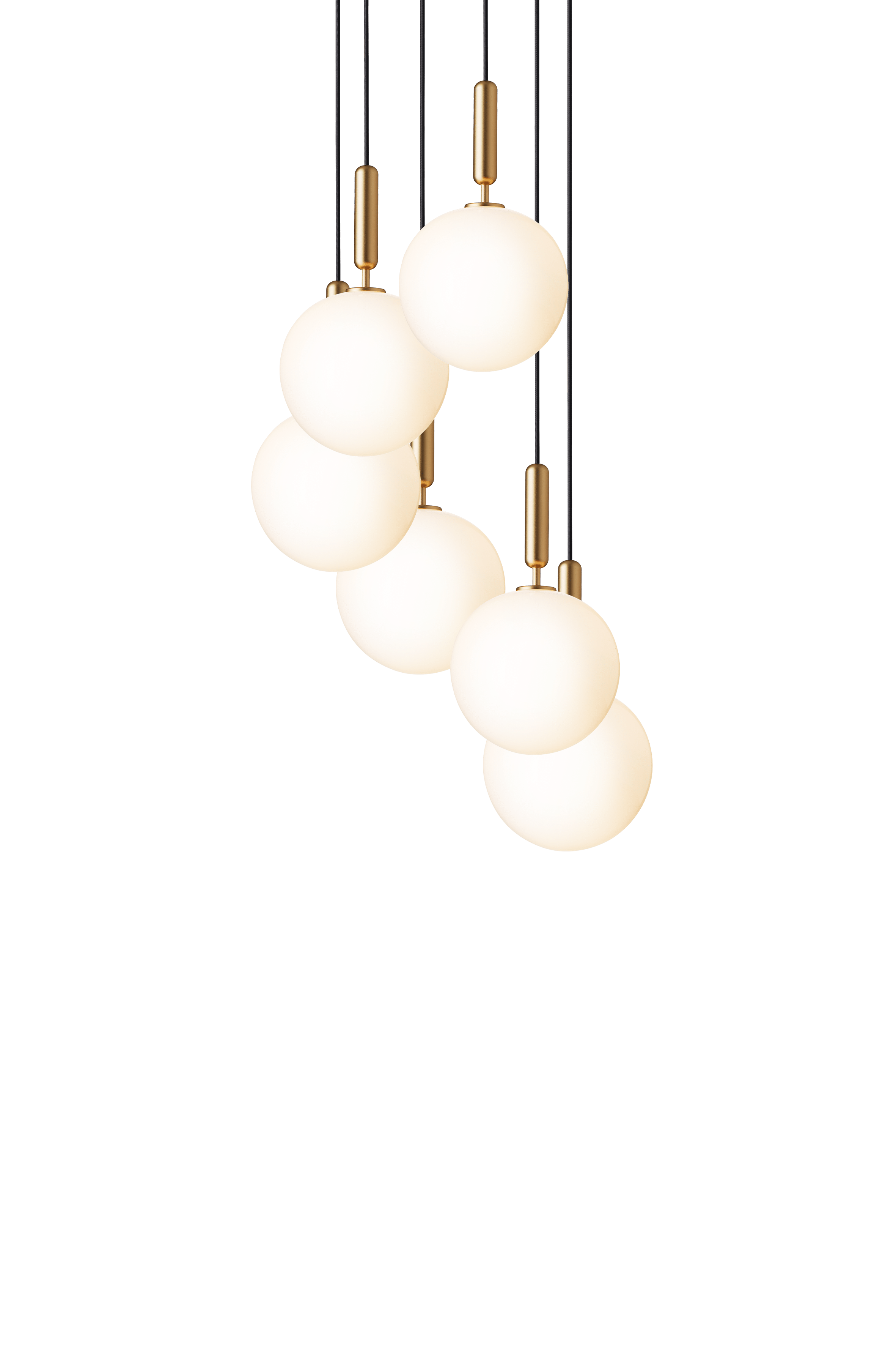 Závesná lampa MIIRA 6 mosadzná s opálovým sklom