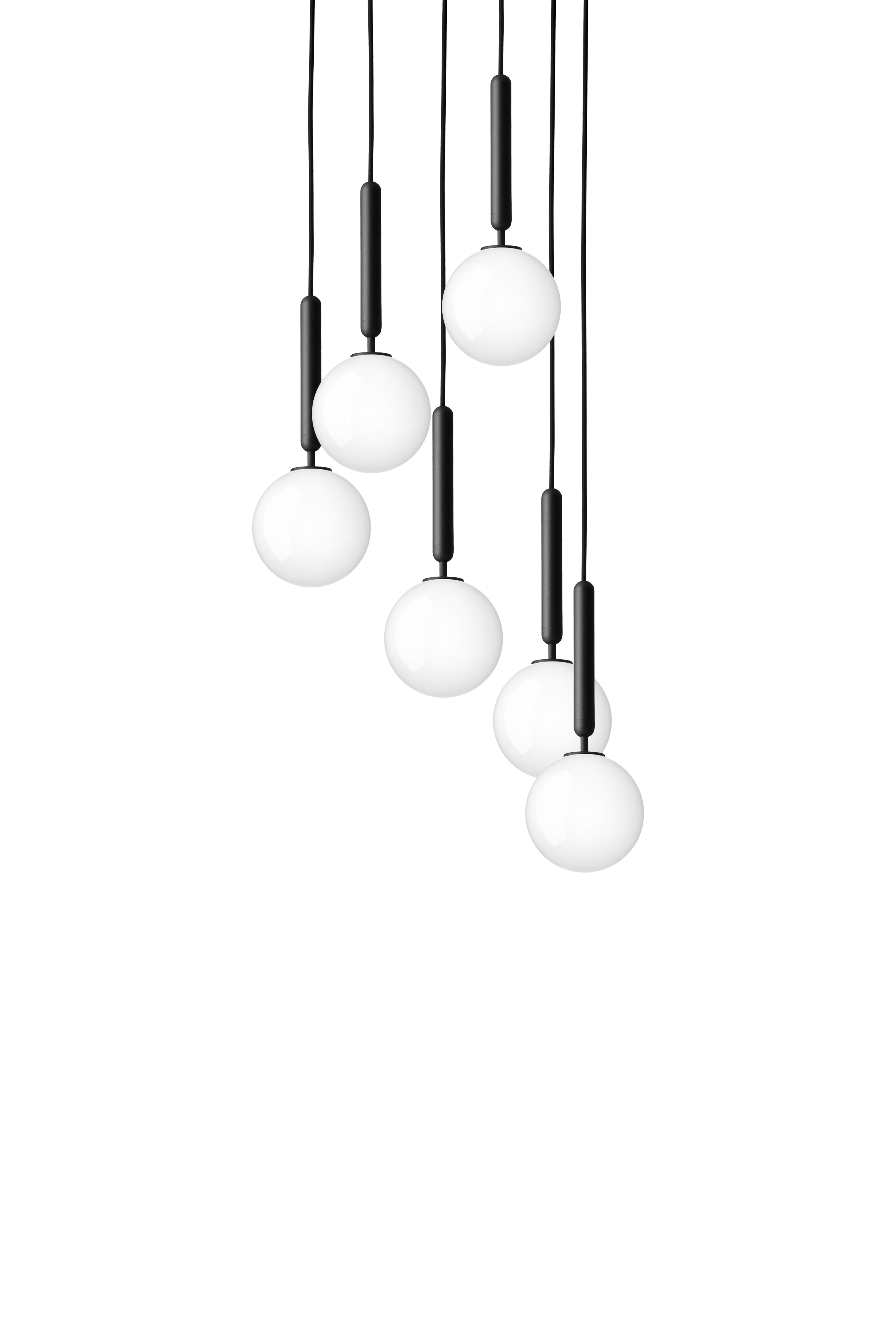 Závesná lampa MIIRA 6 grafitová s opálovým sklom