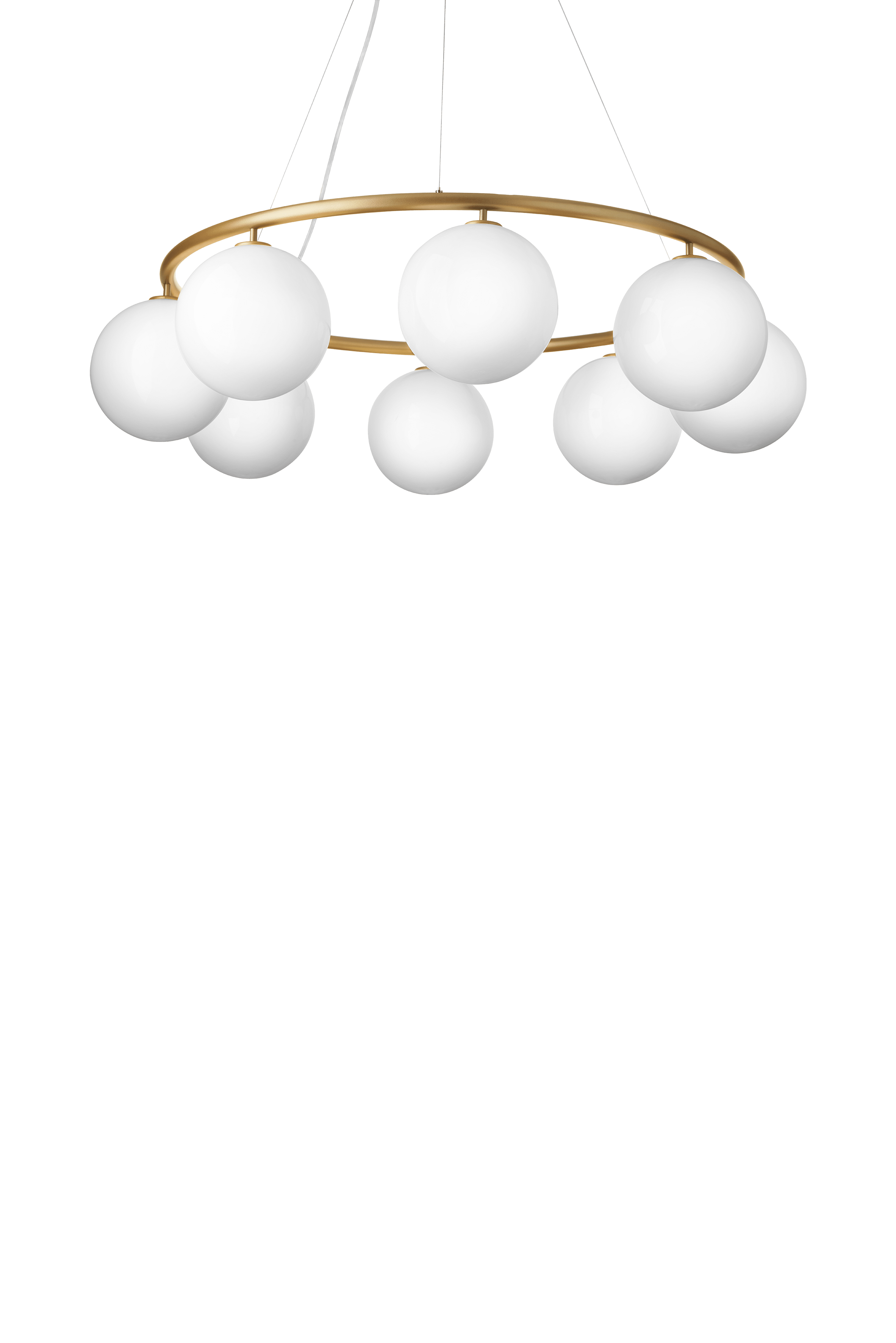 Závesná lampa MIIRA 8 CIRCULAR mosadzná s opálovým sklom