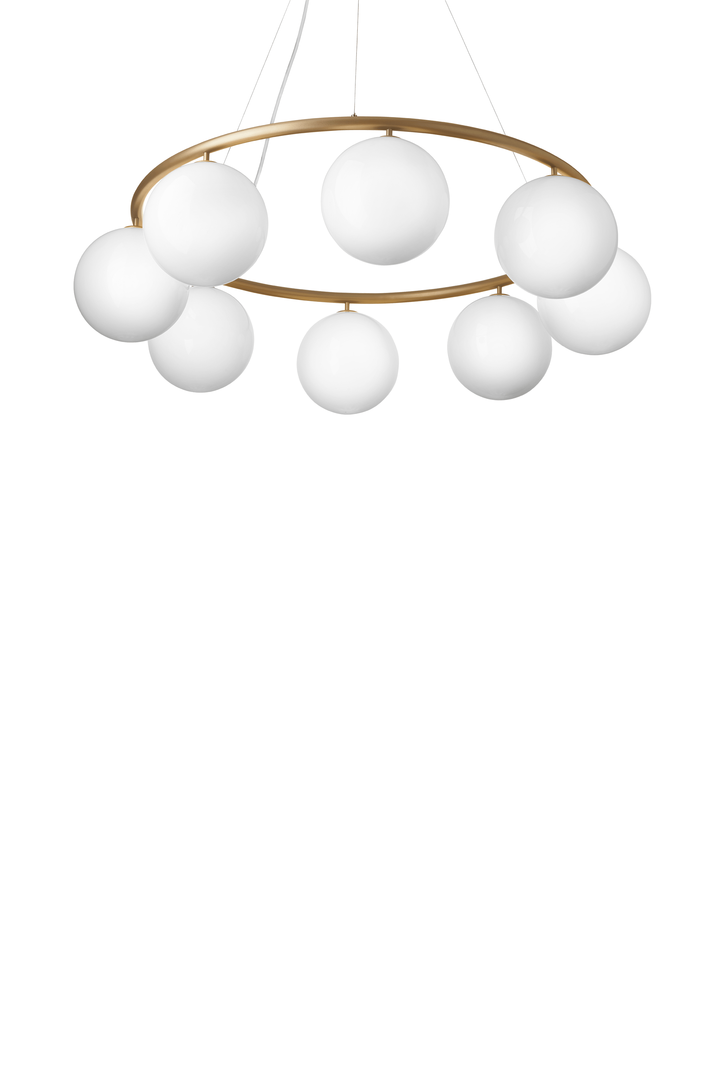 Závesná lampa MIIRA 8 CIRCULAR mosadzná s opálovým sklom