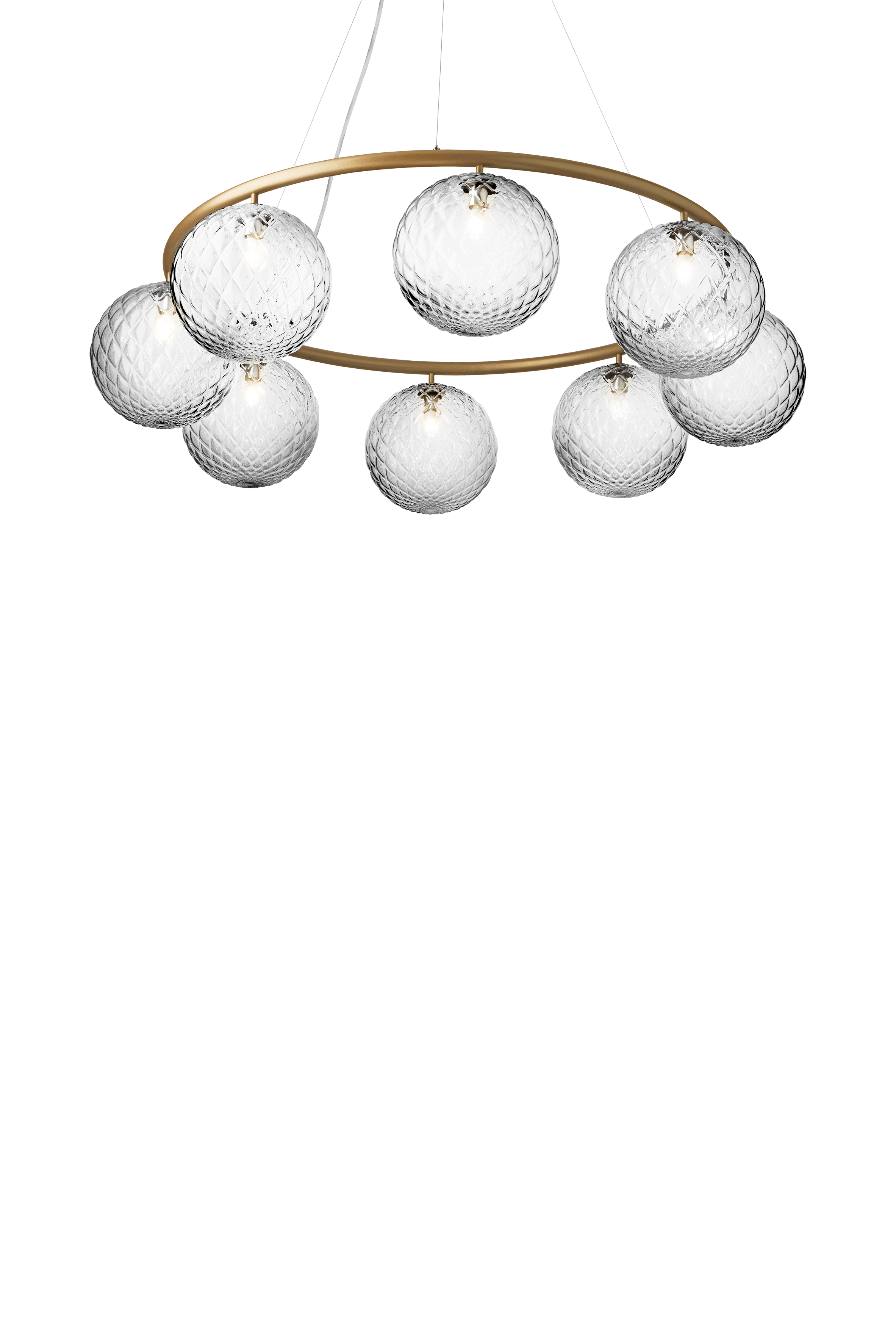 Závesná lampa MIIRA 8 CIRCULAR mosadzná s priehľadným sklom