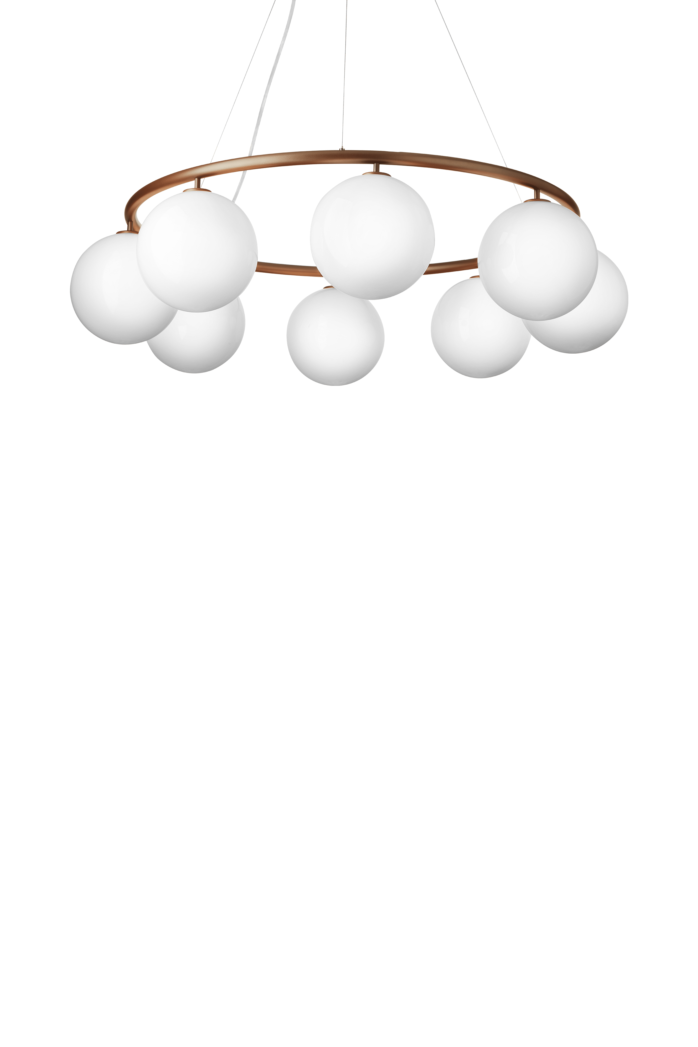 Závesná lampa MIIRA 8 CIRCULAR tmavohnedá s opálovým sklom