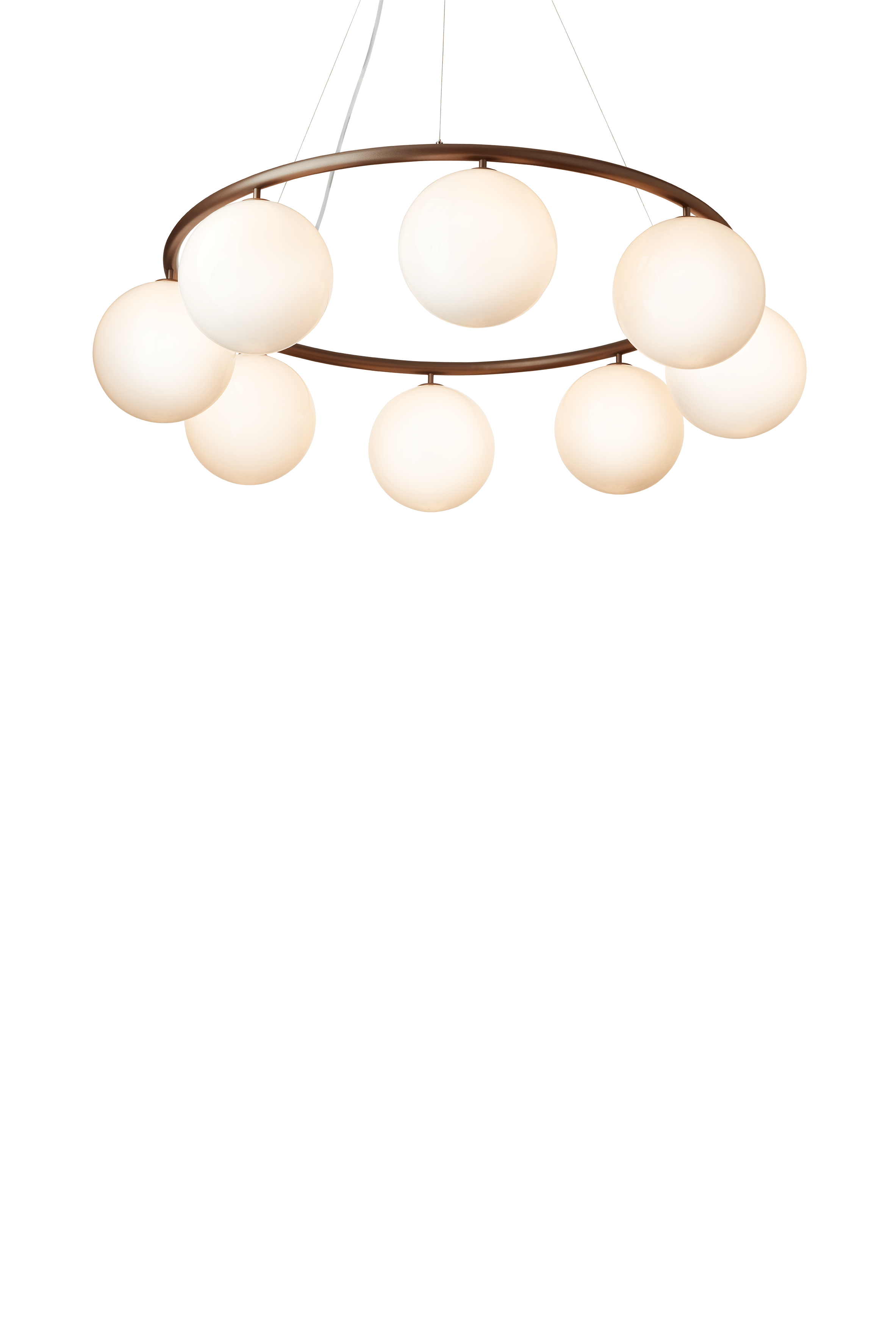 Závesná lampa MIIRA 8 CIRCULAR tmavohnedá s opálovým sklom