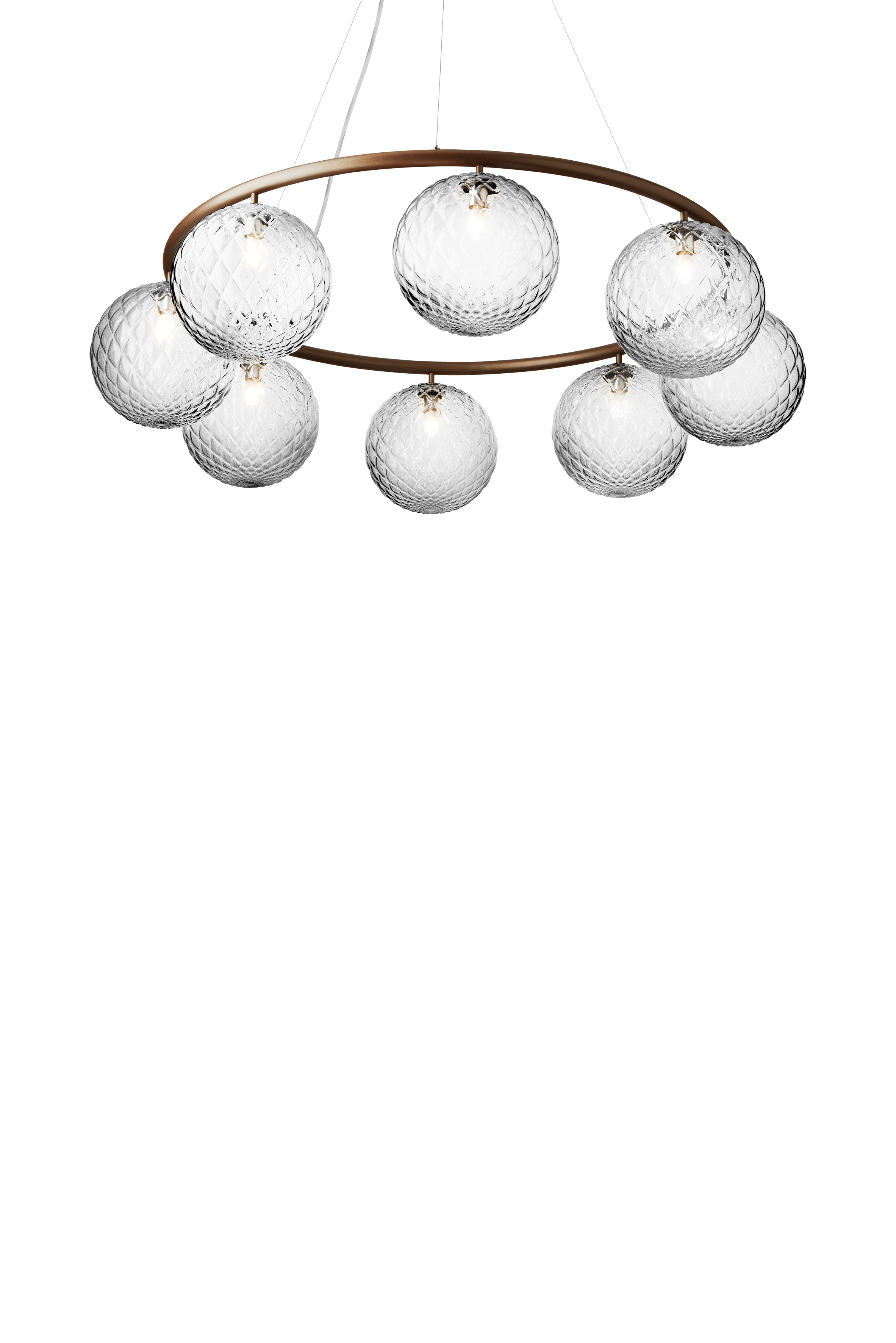 Závesná lampa MIIRA 8 CIRCULAR tmavohnedá s priehľadným sklom