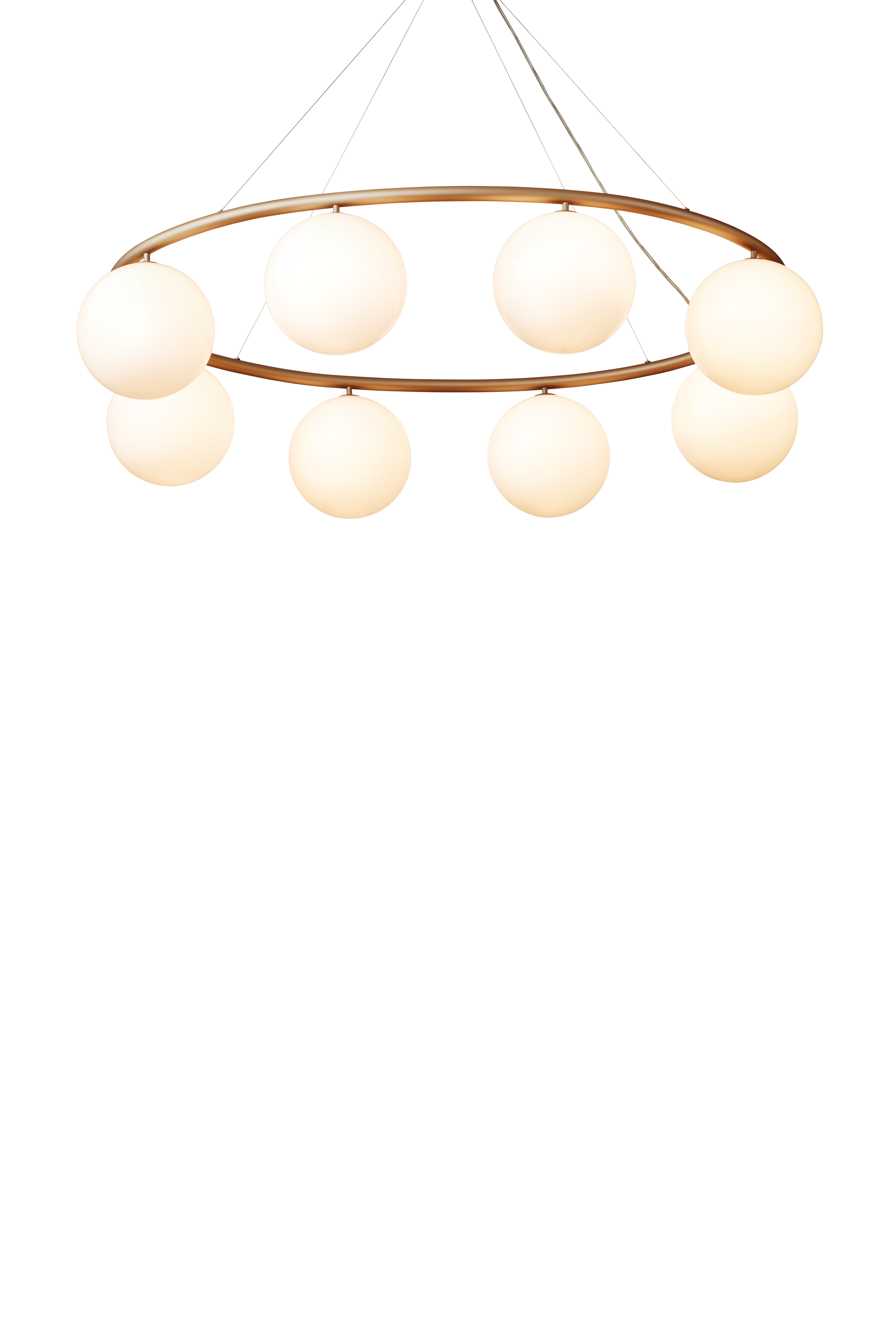 Závesná lampa MIIRA 8 OVAL mosadzná s opálovým sklom