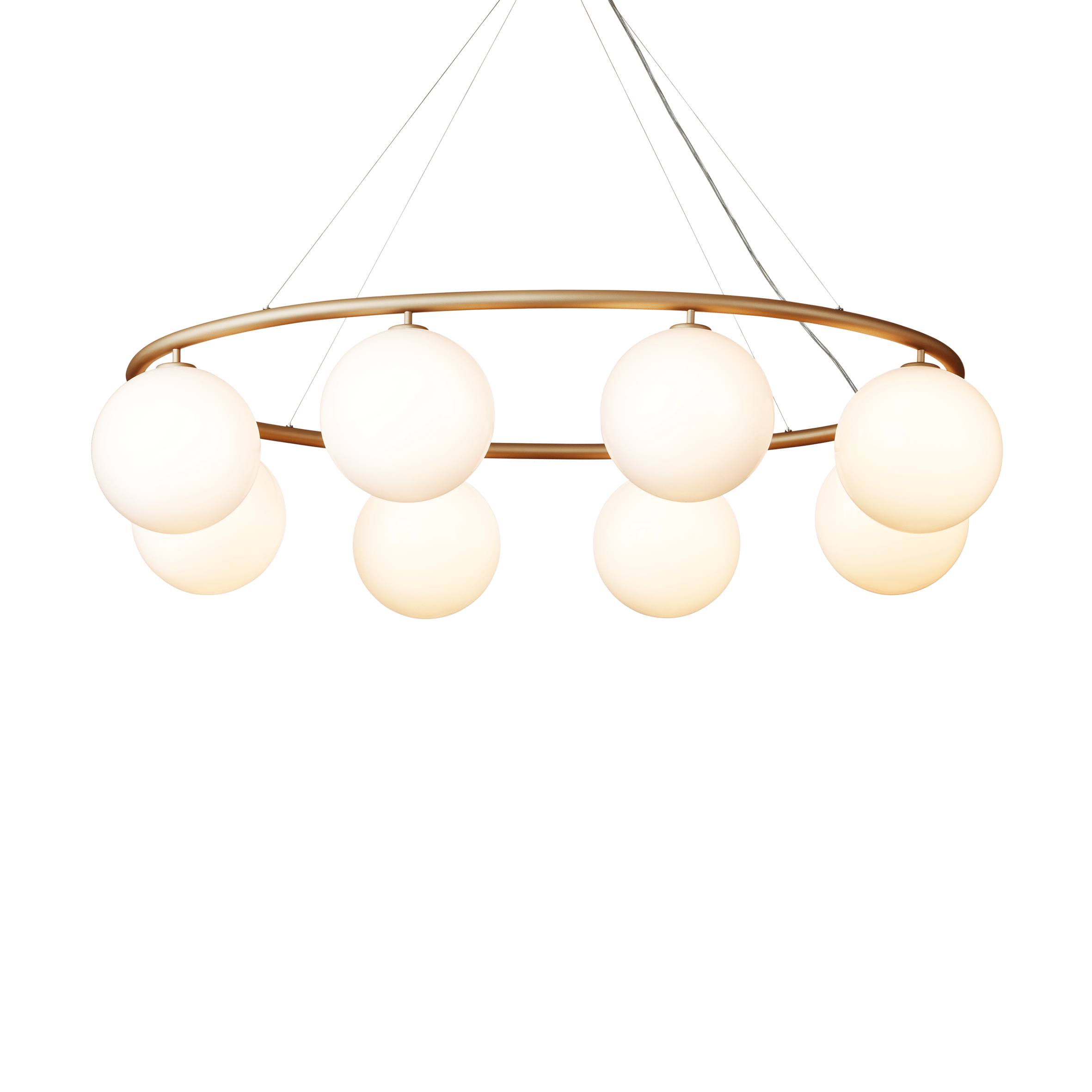 Závesná lampa MIIRA 8 OVAL mosadzná s opálovým sklom