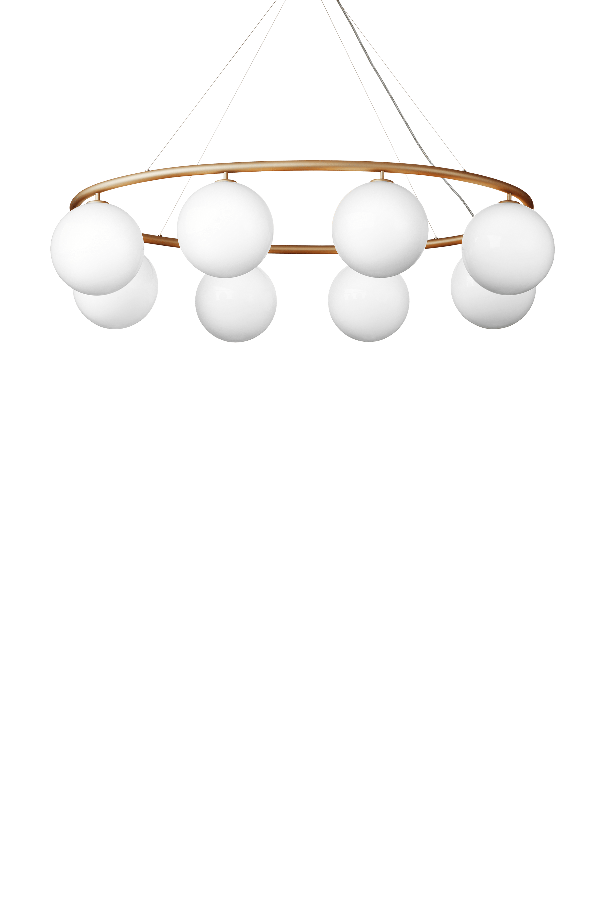 Závesná lampa MIIRA 8 OVAL mosadzná s opálovým sklom