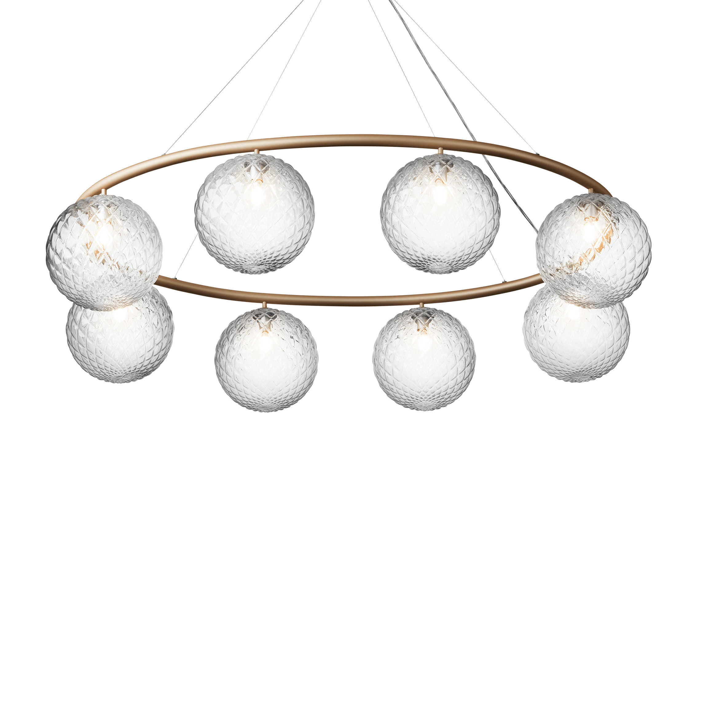 Závesná lampa MIIRA 8 OVAL mosadzná s priehľadným sklom