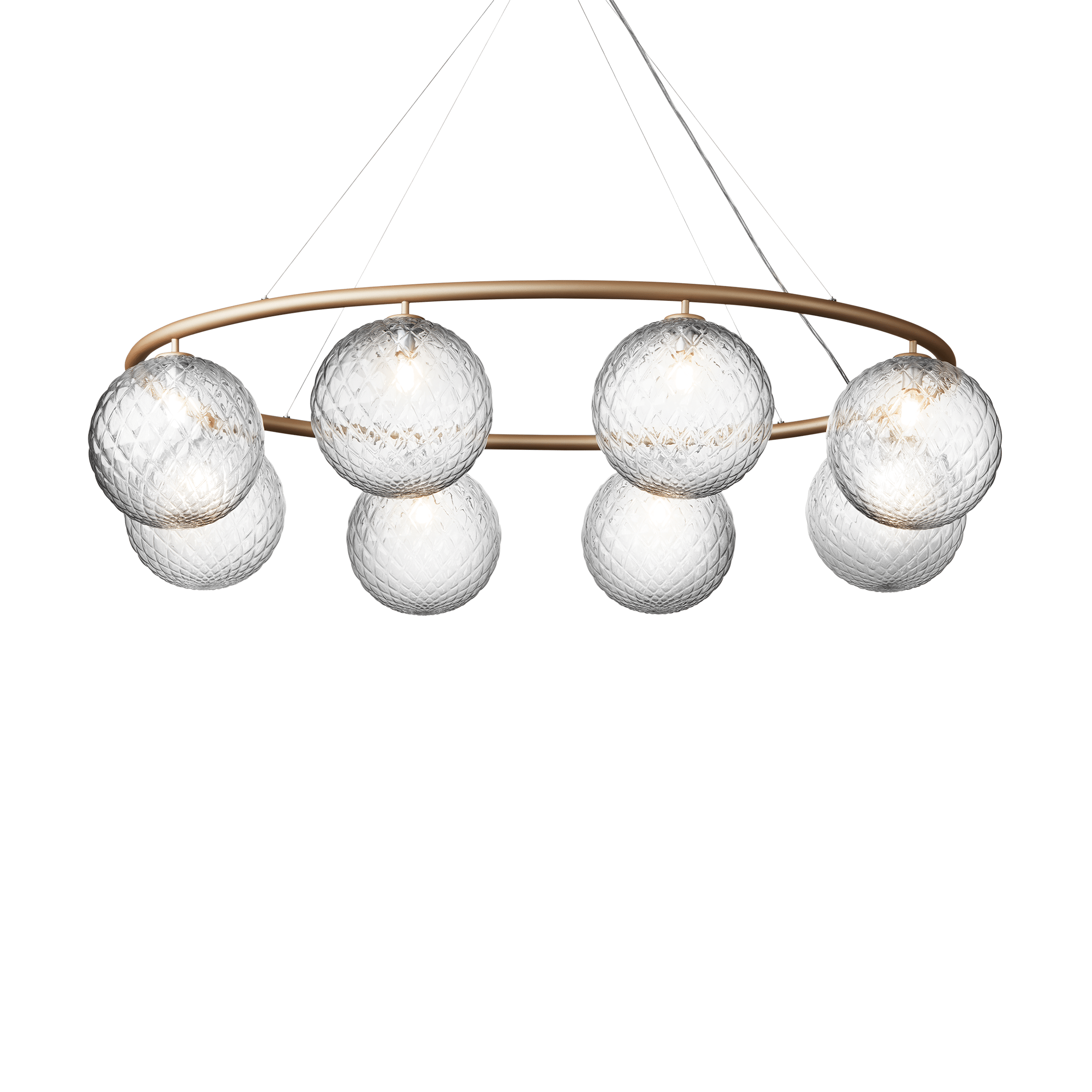 Závesná lampa MIIRA 8 OVAL mosadzná s priehľadným sklom