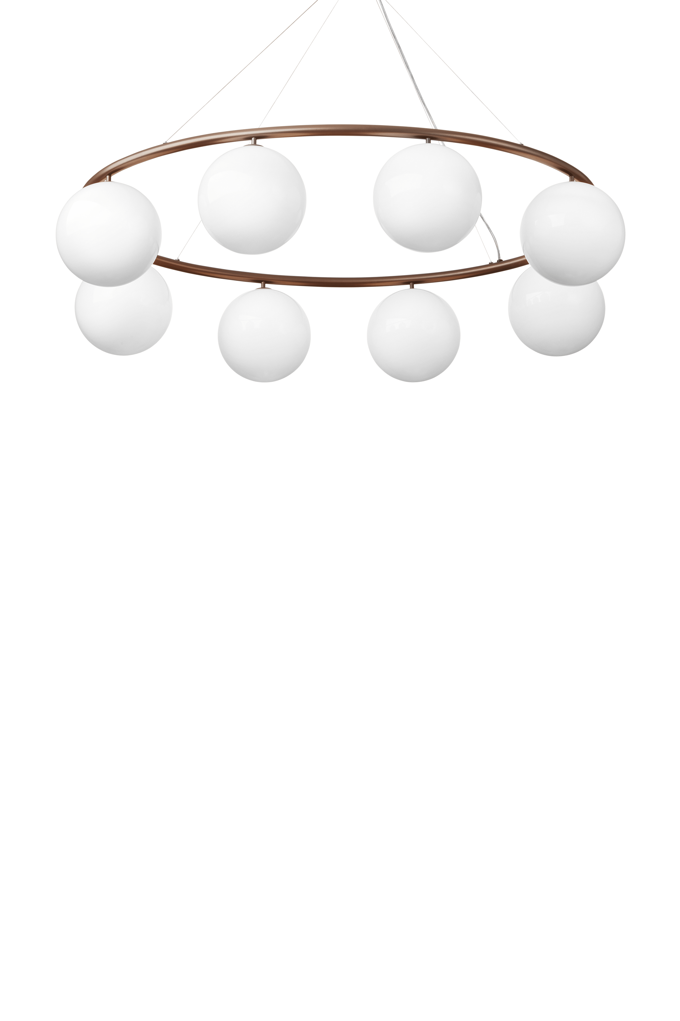 Závesná lampa MIIRA 8 OVAL tmavohnedá s opálovým sklom