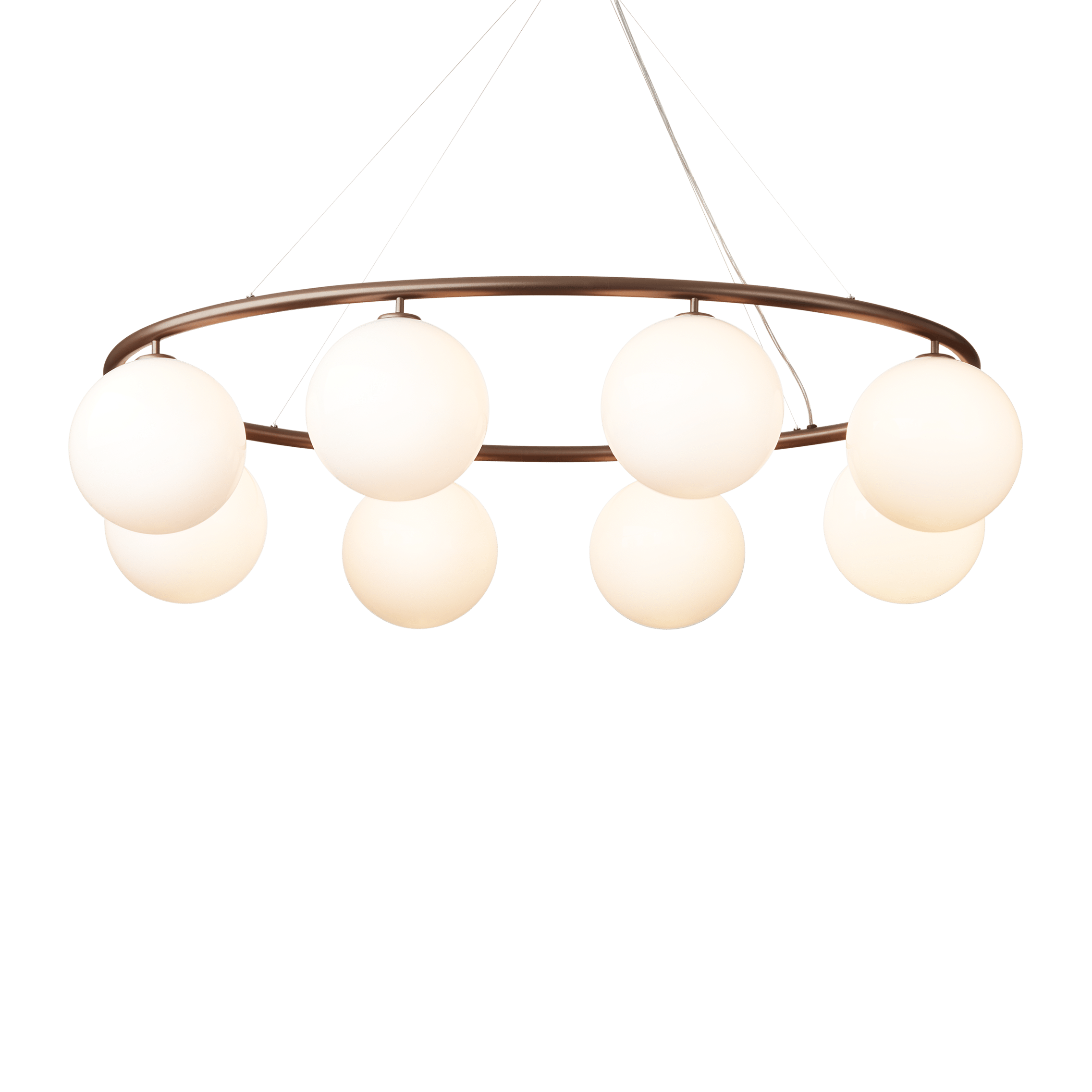 Závesná lampa MIIRA 8 OVAL tmavohnedá s opálovým sklom