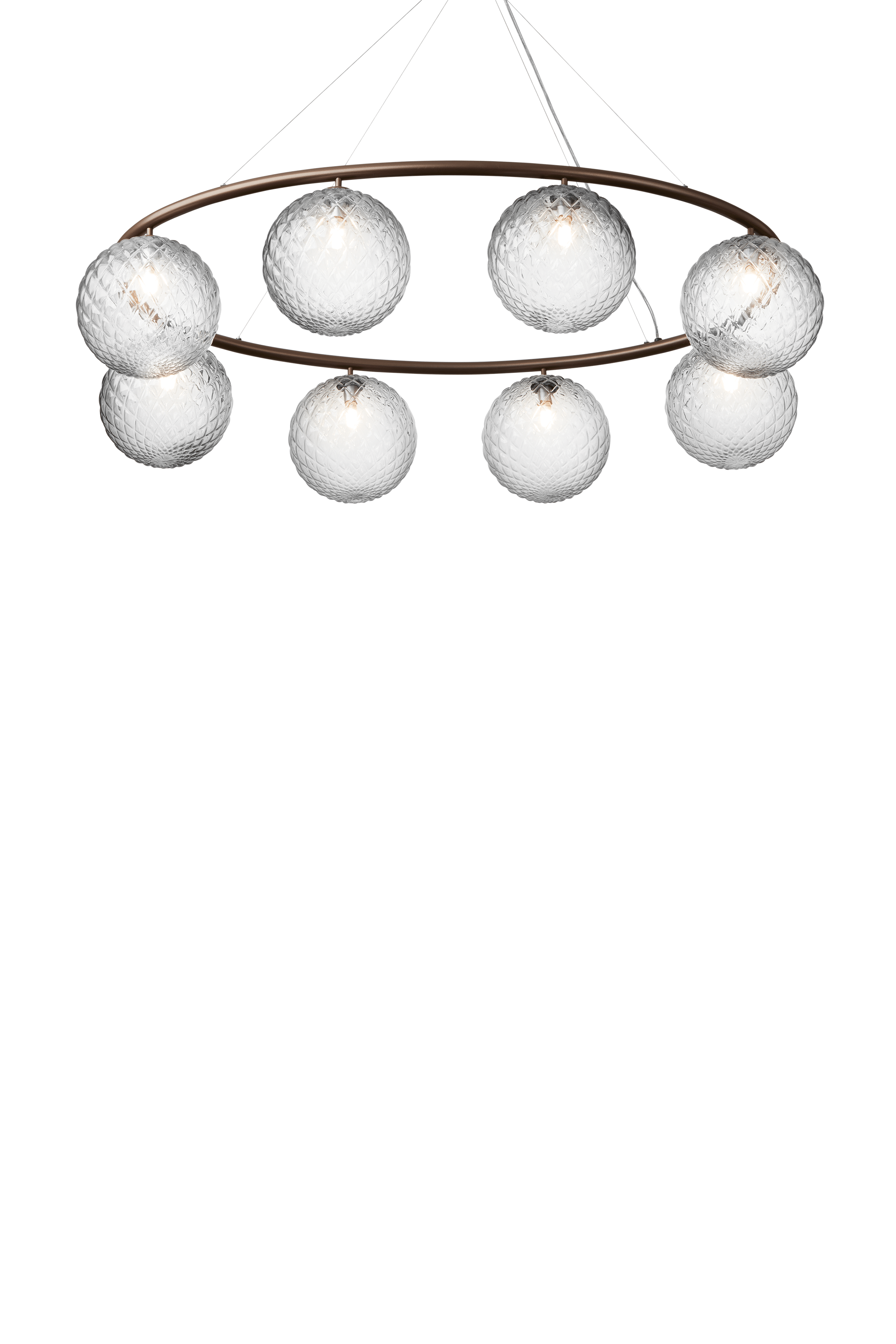 Závesná lampa MIIRA 8 OVAL tmavohnedá s priehľadným sklom