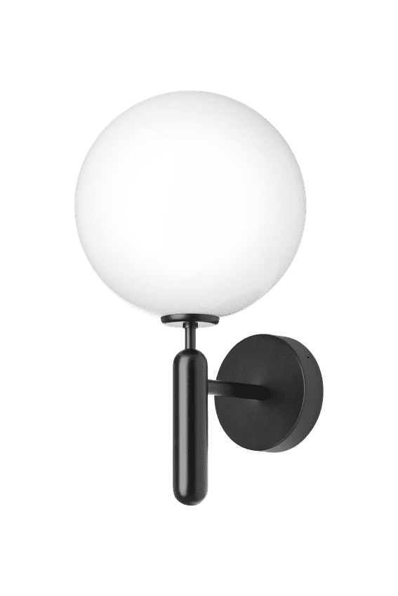 Záhradná nástenná lampa MIIRA čierna s opálovým sklom