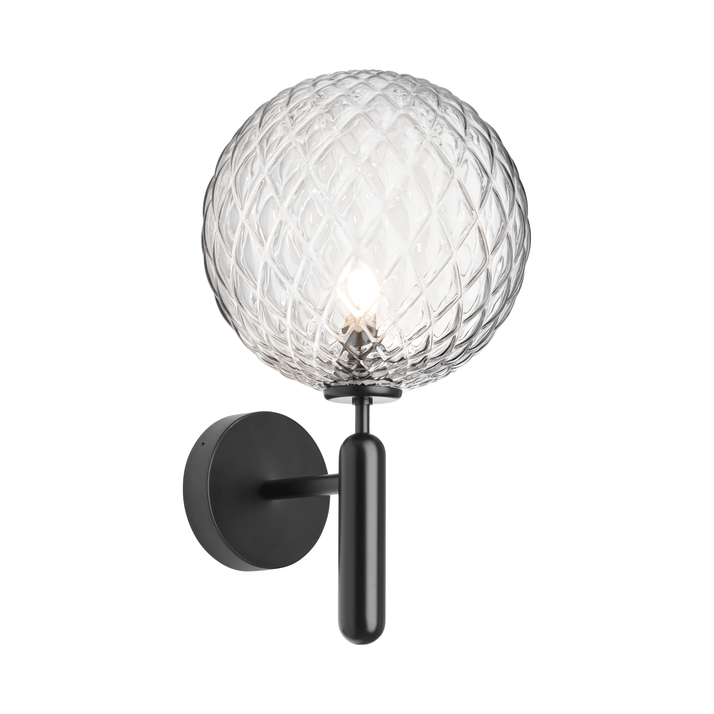 Exteriérová nástenná lampa MIIRA čierna s priehľadným sklom