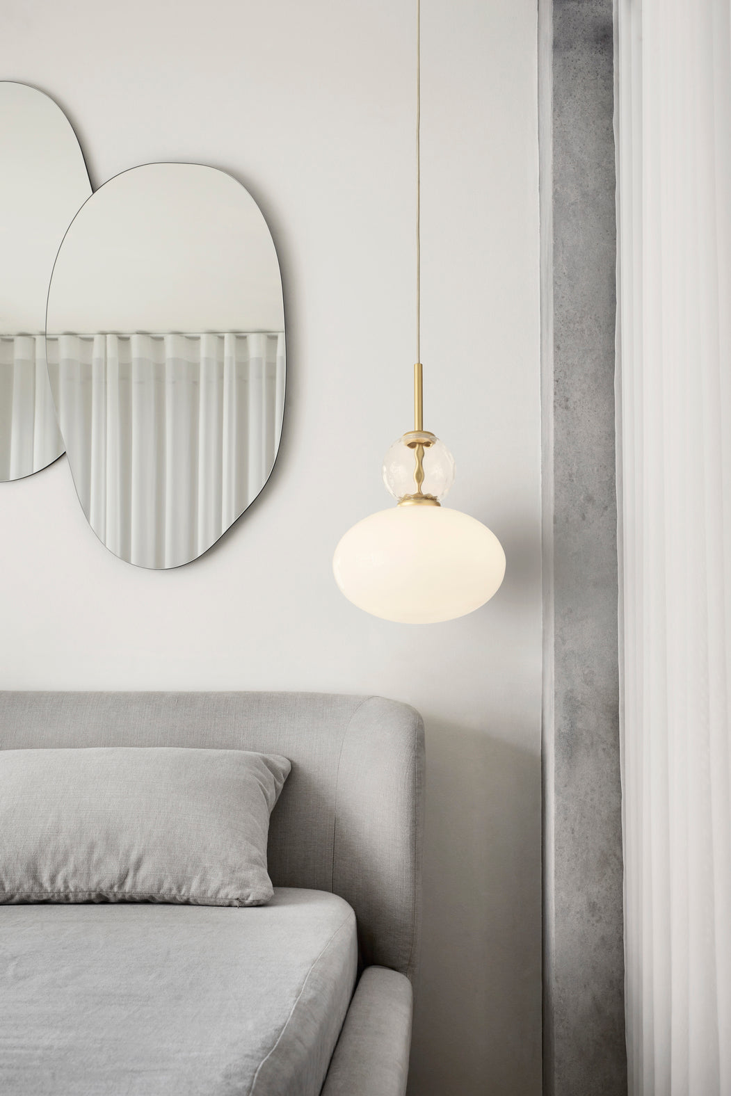 RIZZATTO 32 Brass Pendant Lamp with Opal Glass