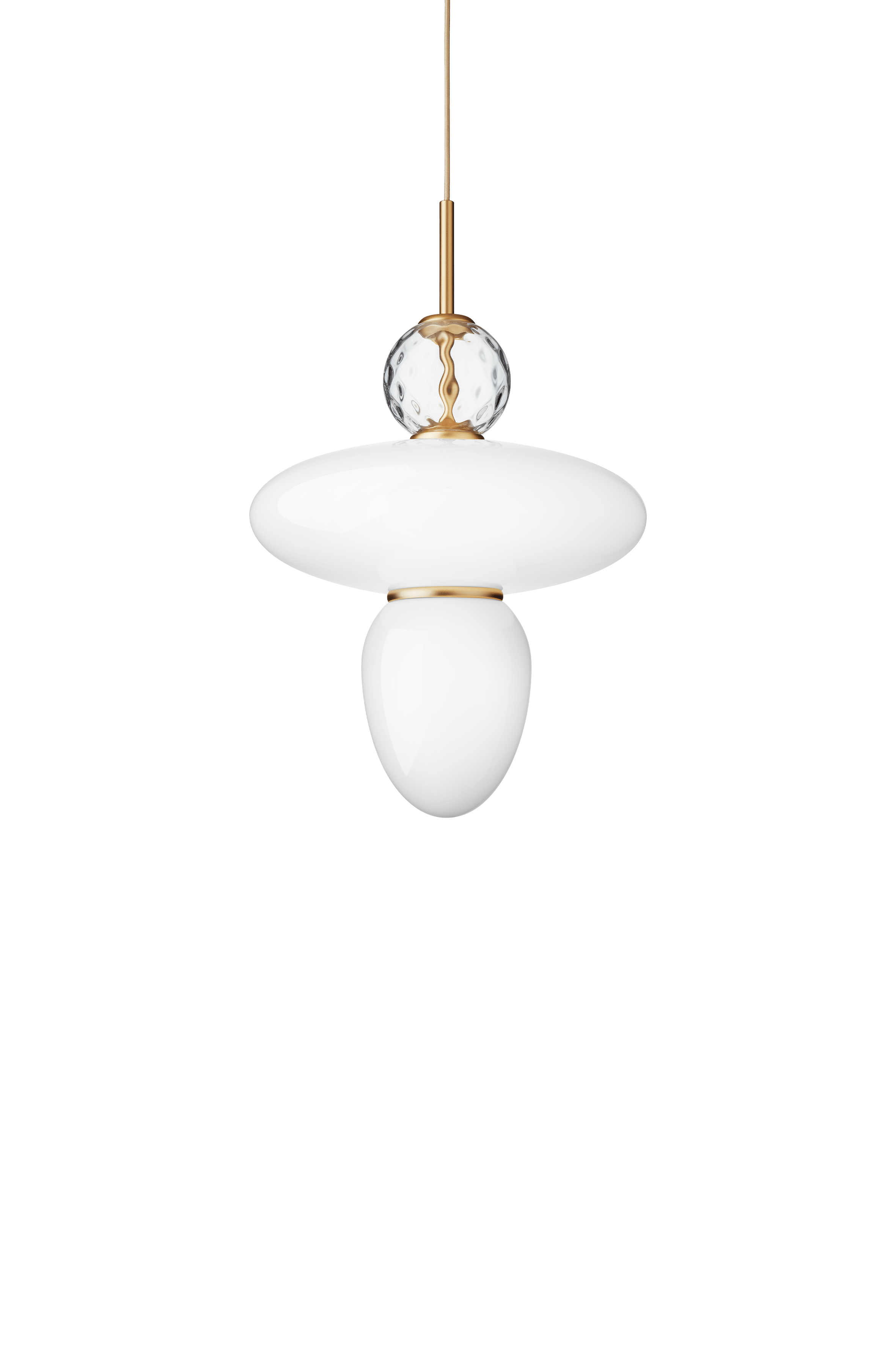 Závesná lampa RIZZATTO 43 mosadzná s opálovým sklom