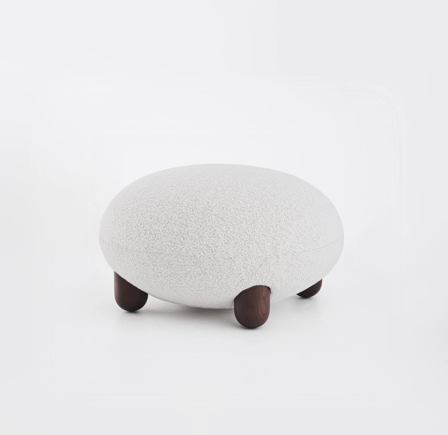 Upholstered pouf with wooden base