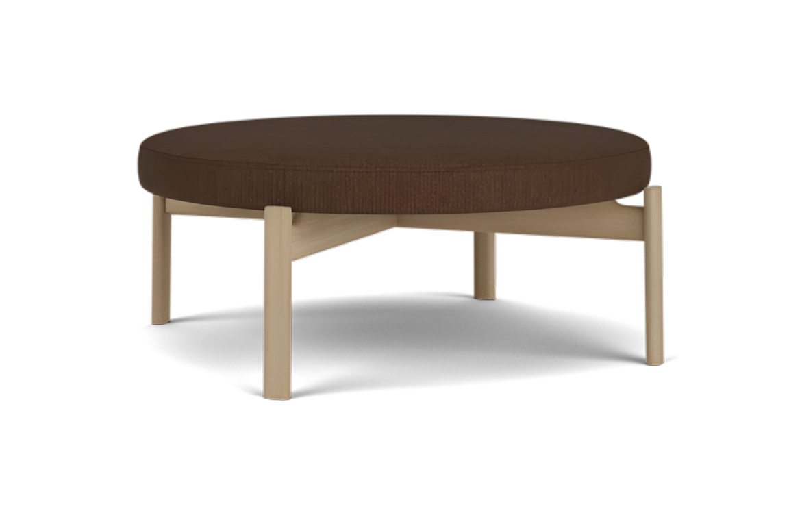 PASSAGE brown pouf with oak base