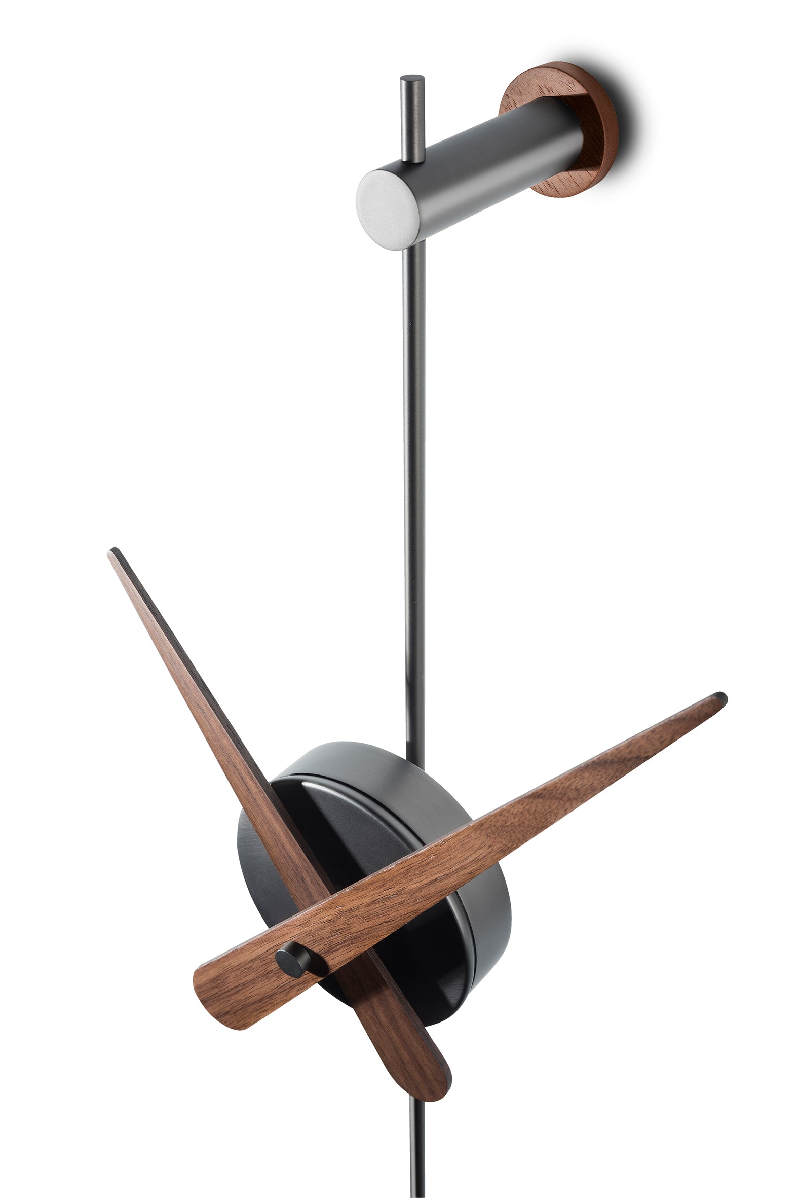 PUNTO Y COMA wall clock walnut wood with graphite