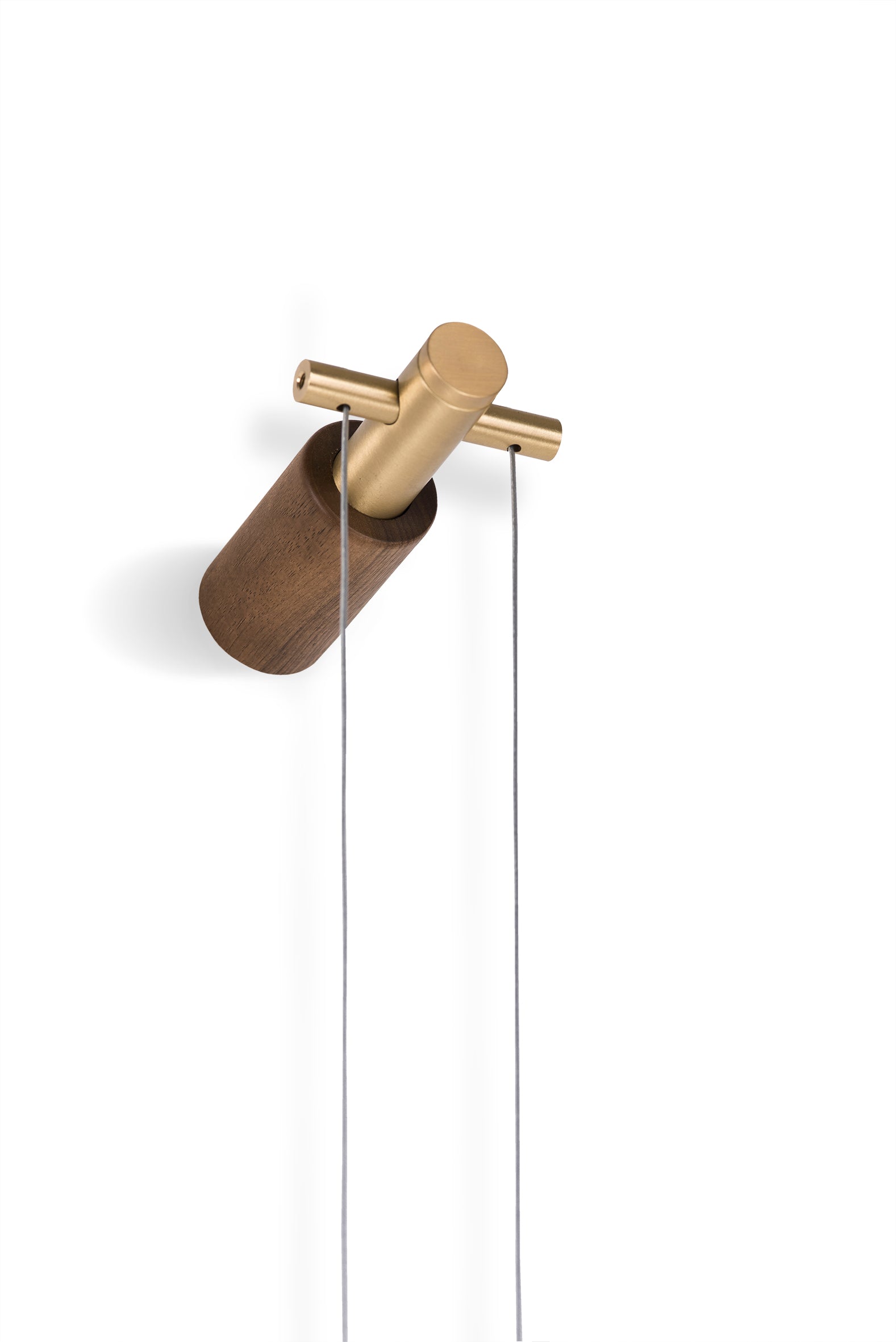 PENDULO PREMIUM wall clock walnut wood with brass finish