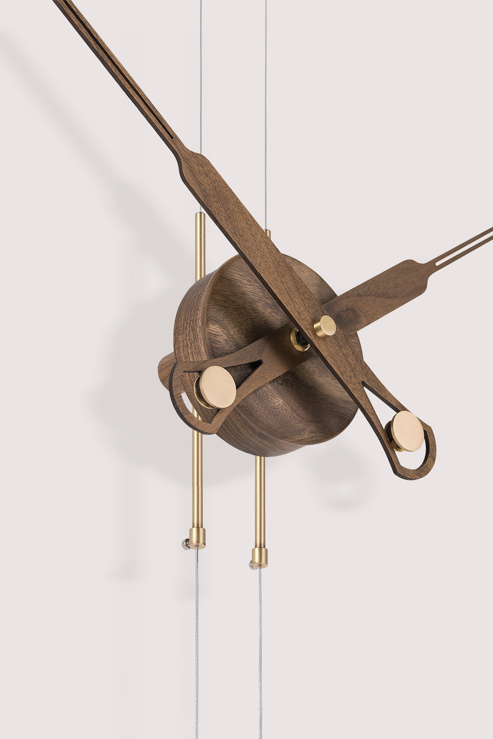 PENDULO PREMIUM wall clock walnut wood with brass finish