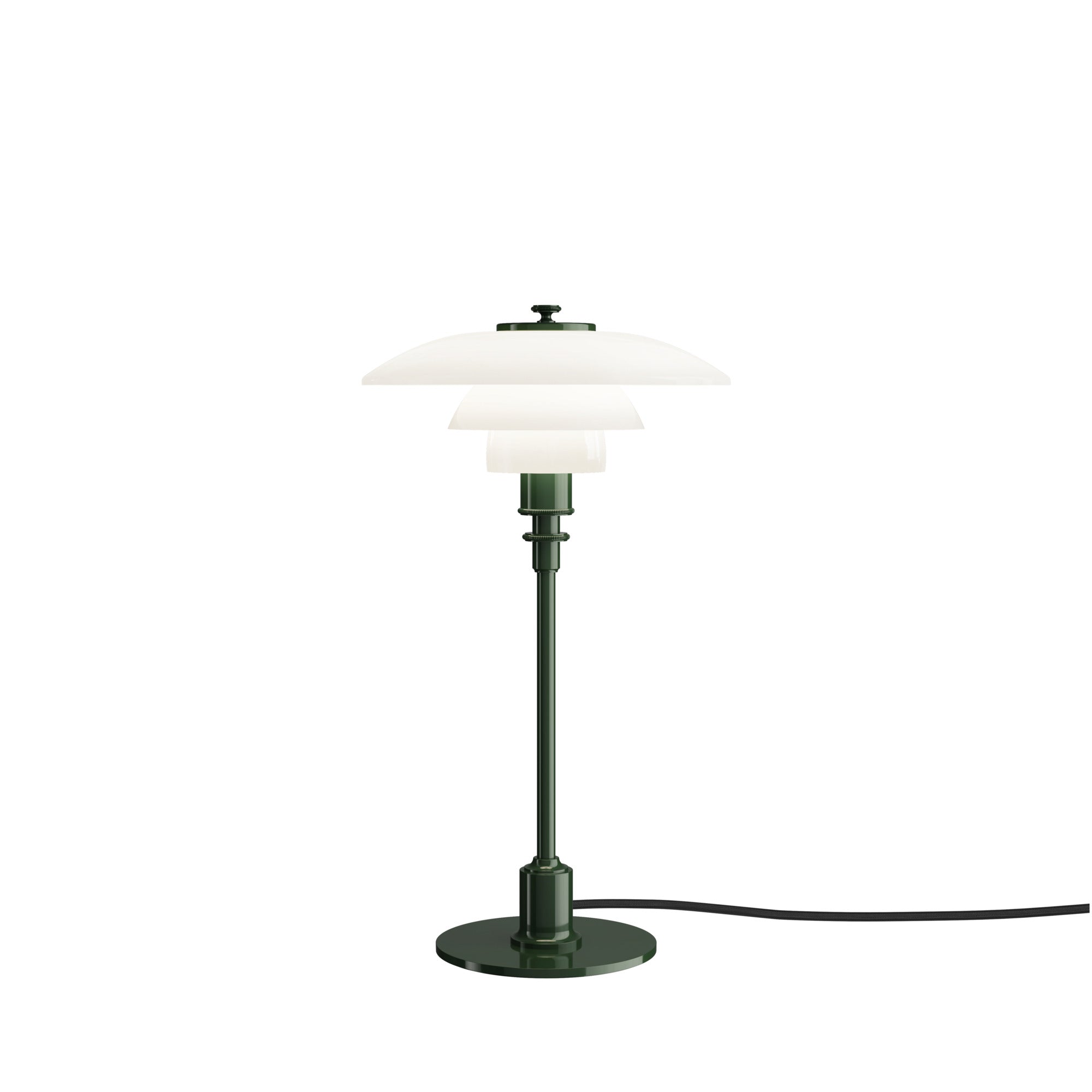 Stolná lampa PH 2/1 biela s tmavozeleným podstavcom