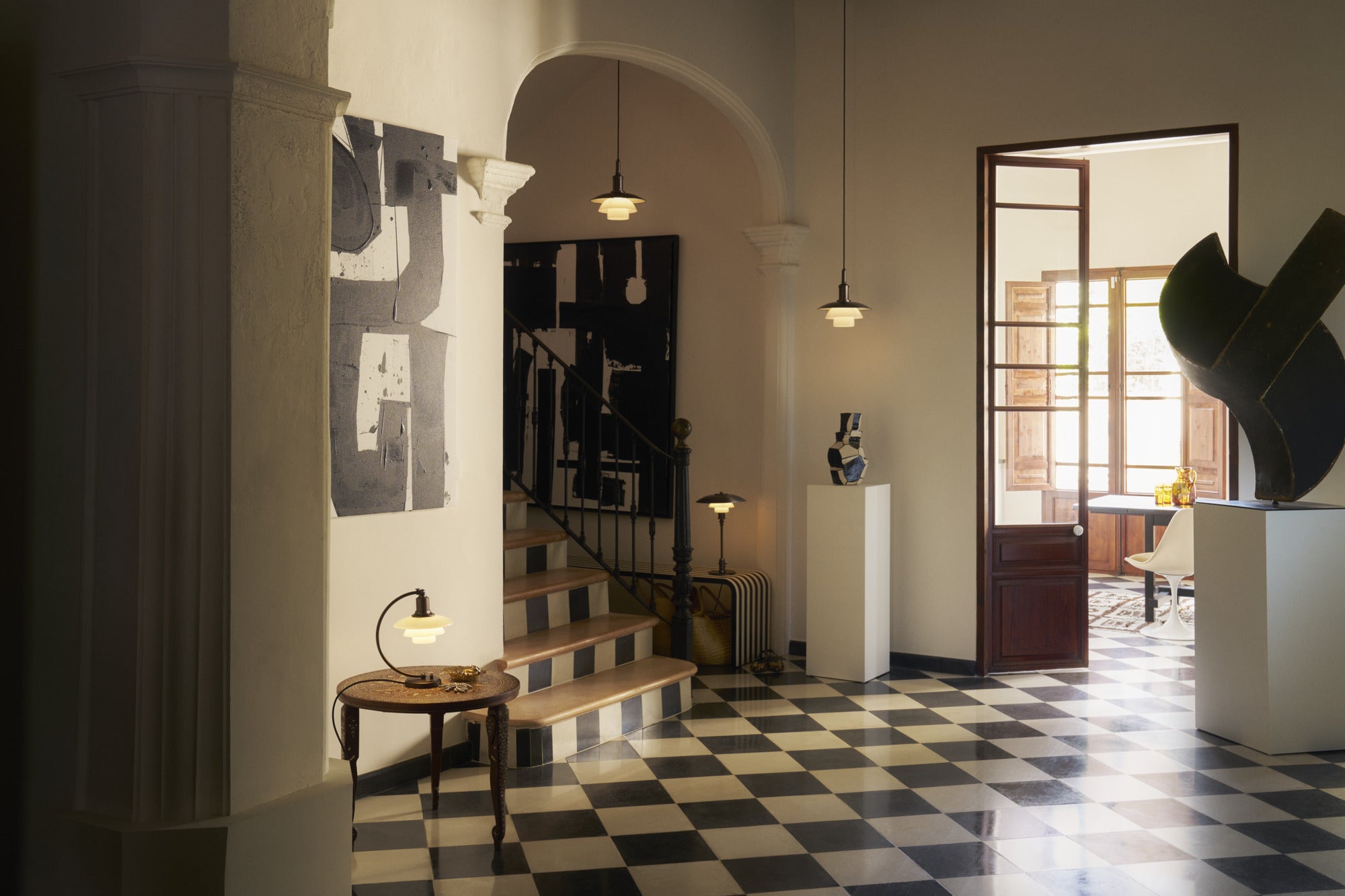 Závesná lampa PH 3/3 biela s čiernym matným povrchom