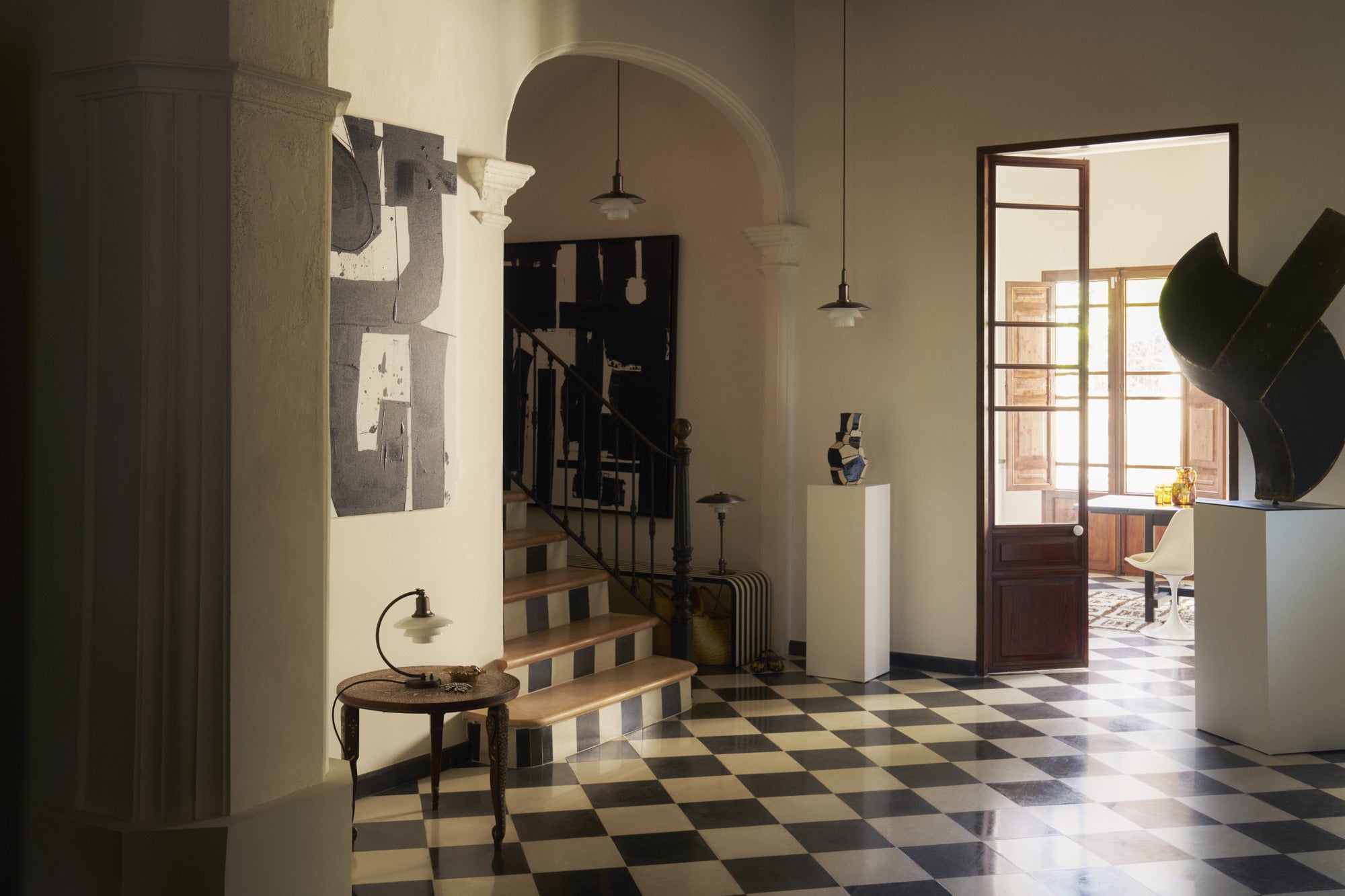 Závesná lampa PH 3/3 biela s čiernym matným povrchom