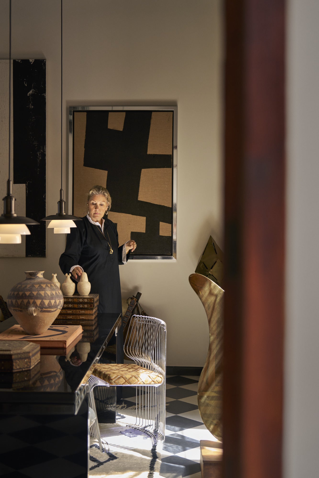 Závesná lampa PH 3/3 biela s čiernym matným povrchom