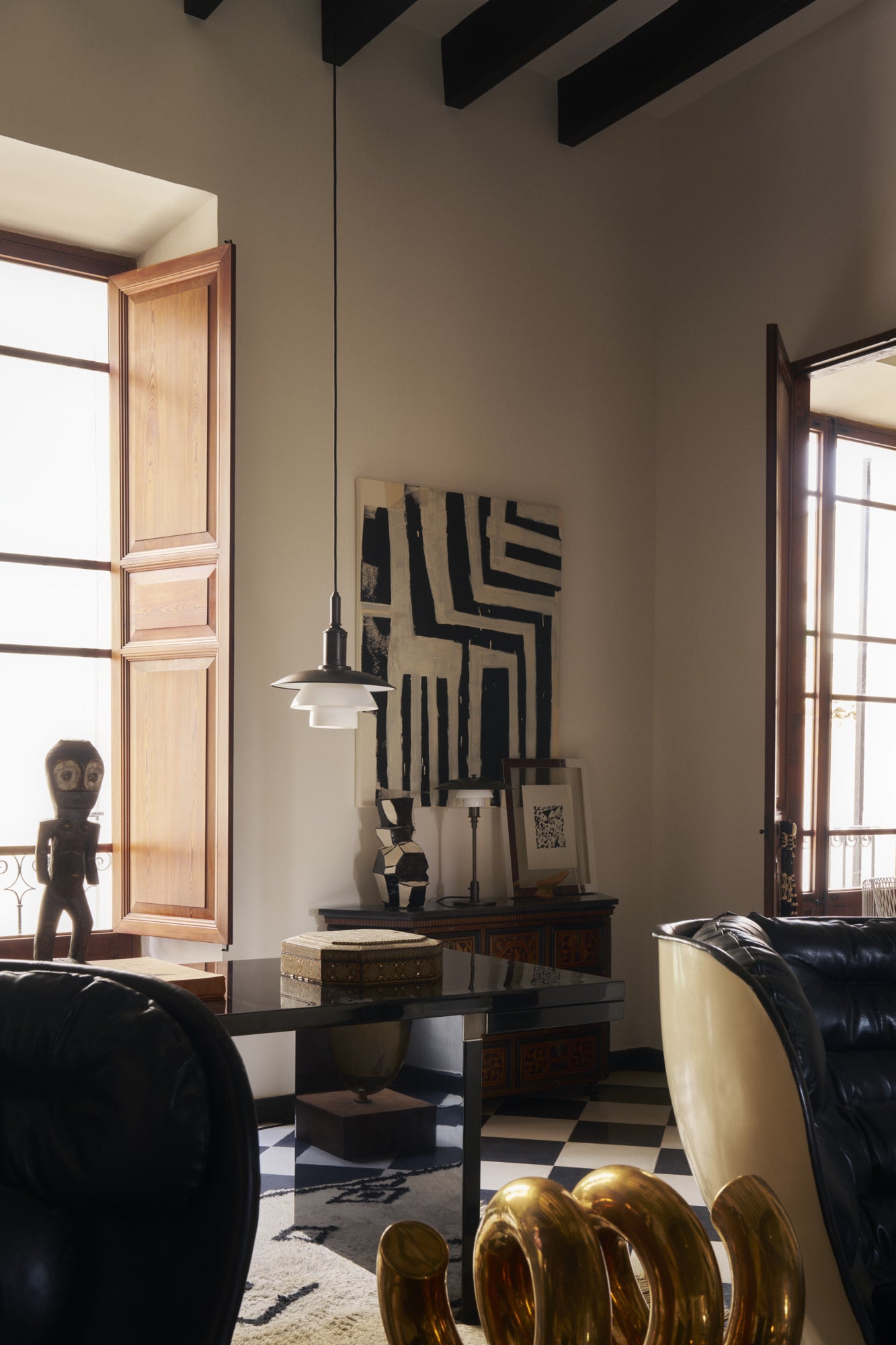 Závesná lampa PH 3/3 biela s čiernym matným povrchom