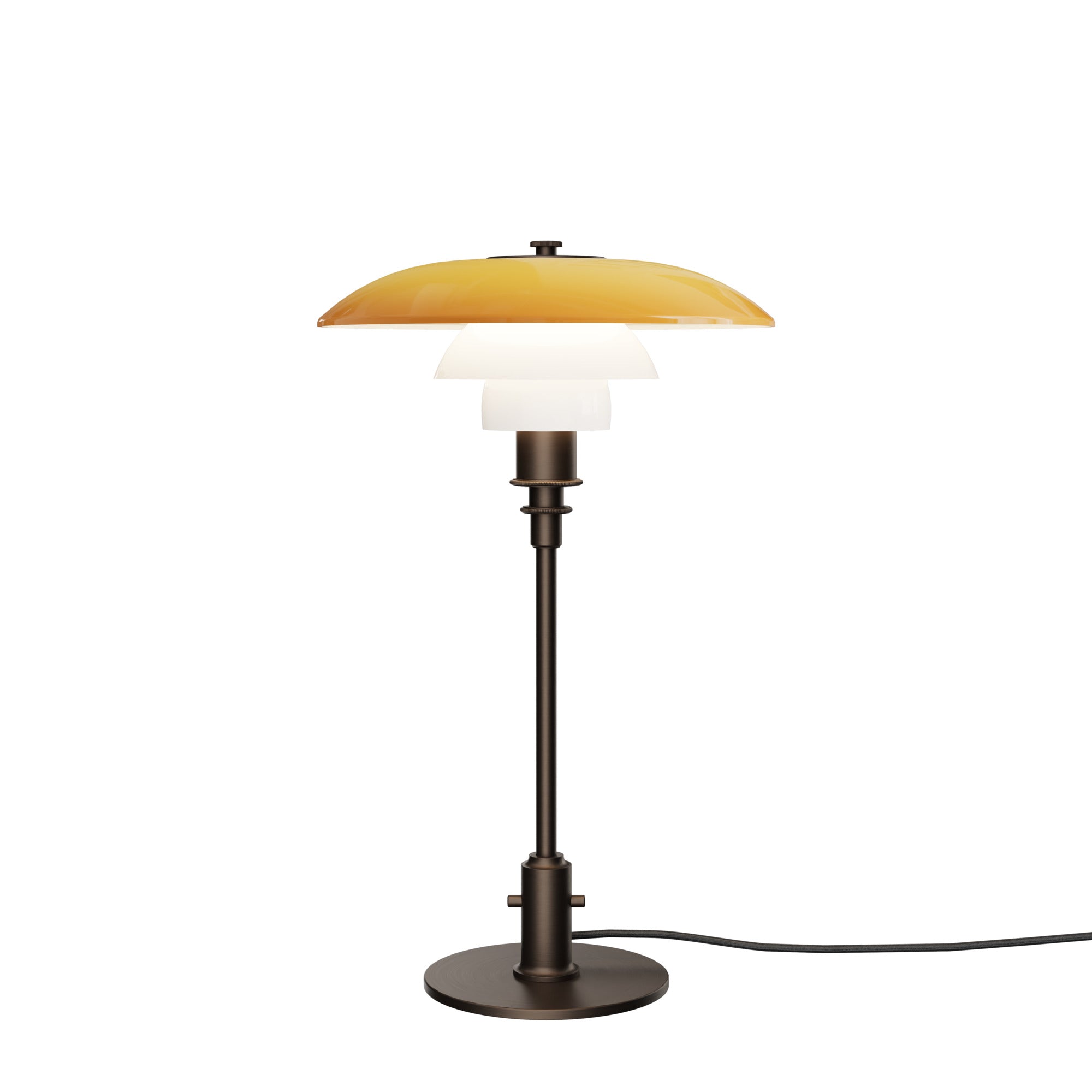 Stolová lampa PH 3/2 - edícia storočia biela s oranžovou a hnedou základňou