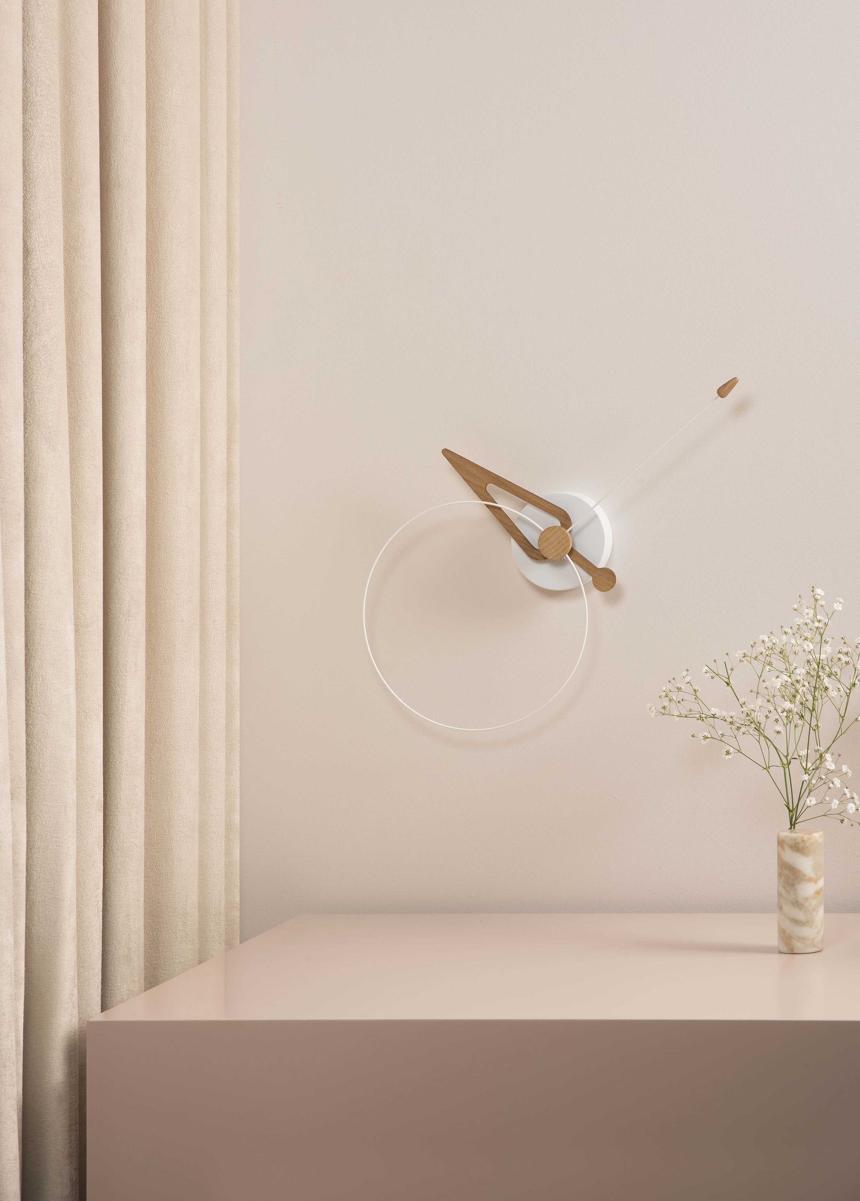 PICO wall clock oak wood with white