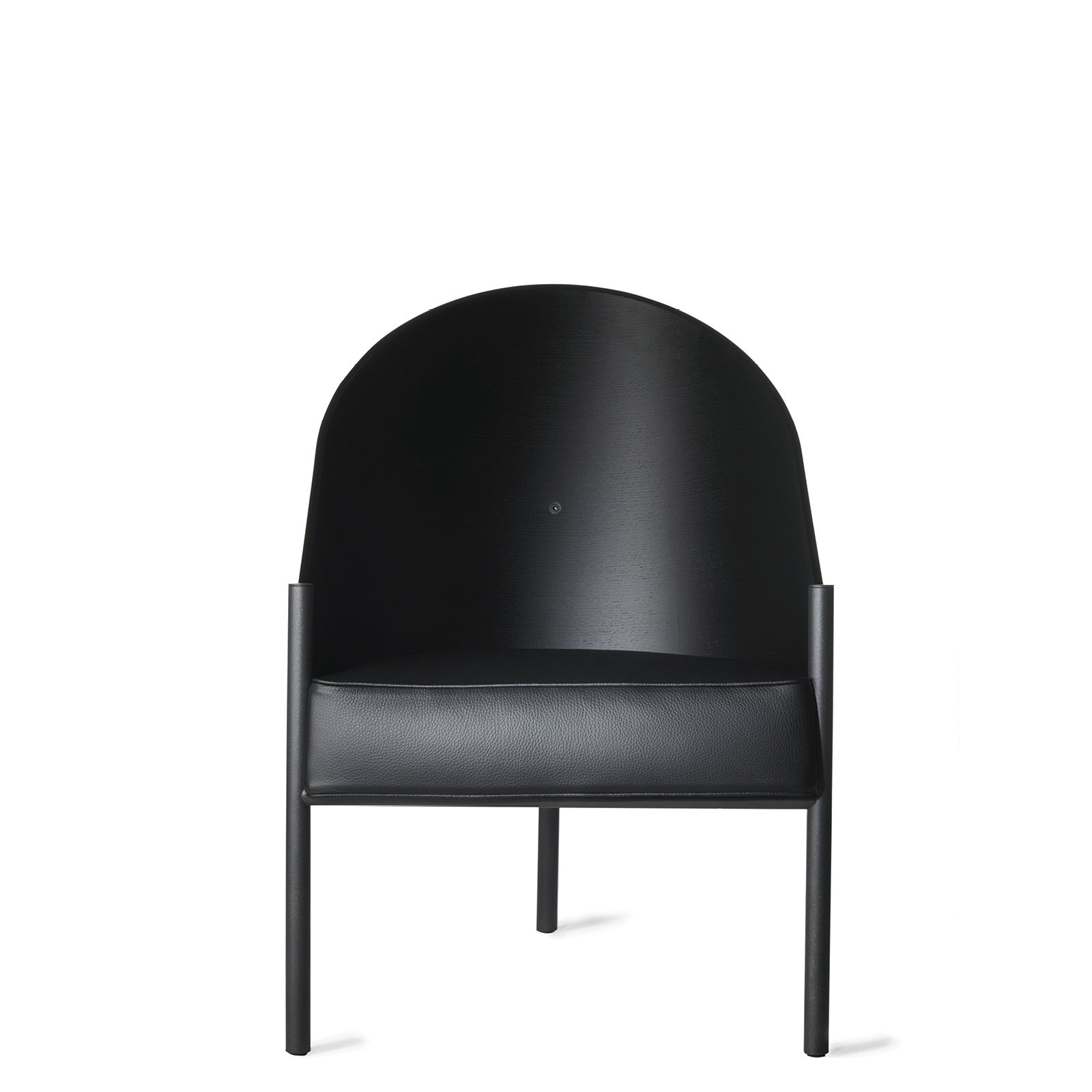 Fotel PRATFALL čierna koža so železnou základňou