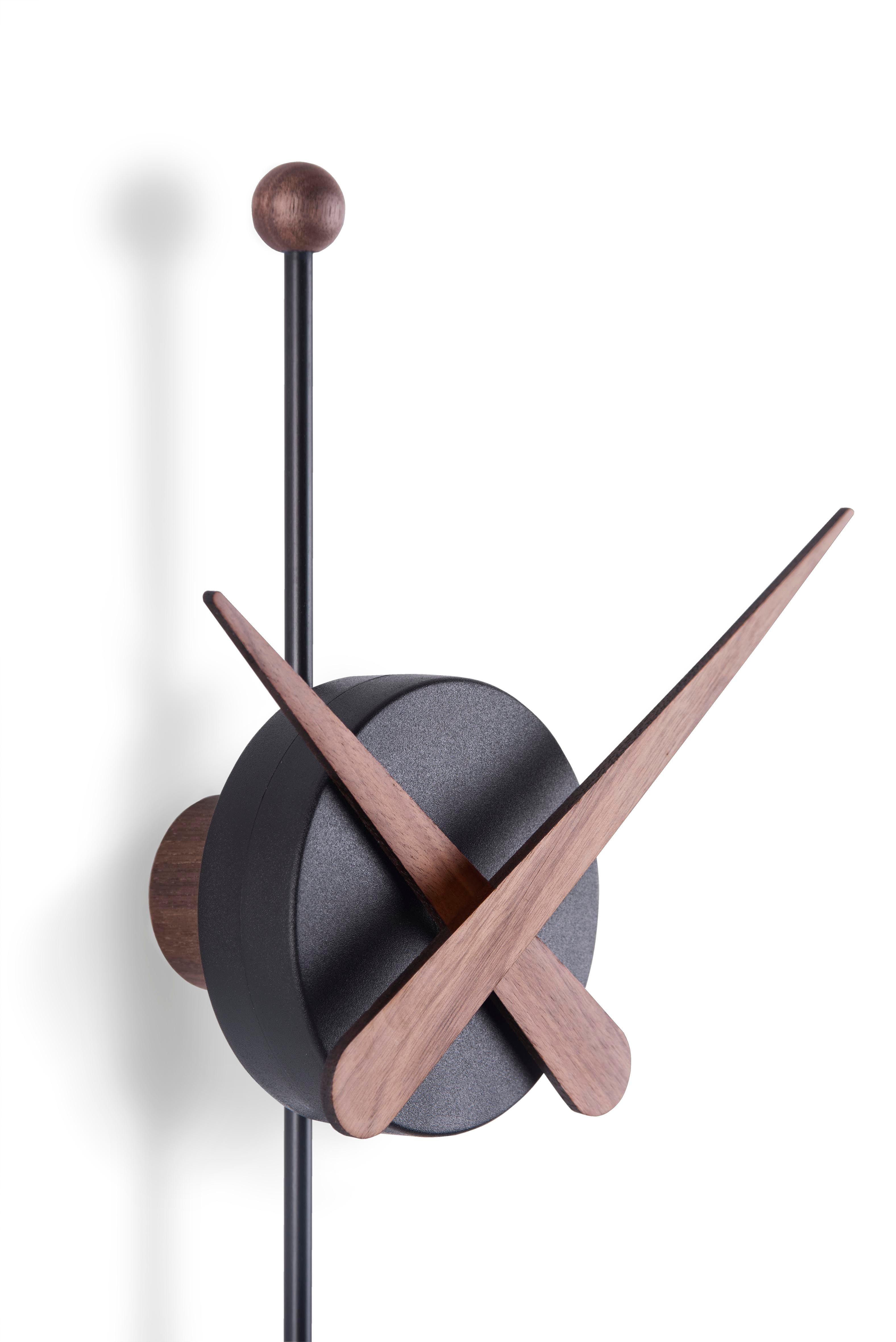 PUNTA wall clock walnut wood with black