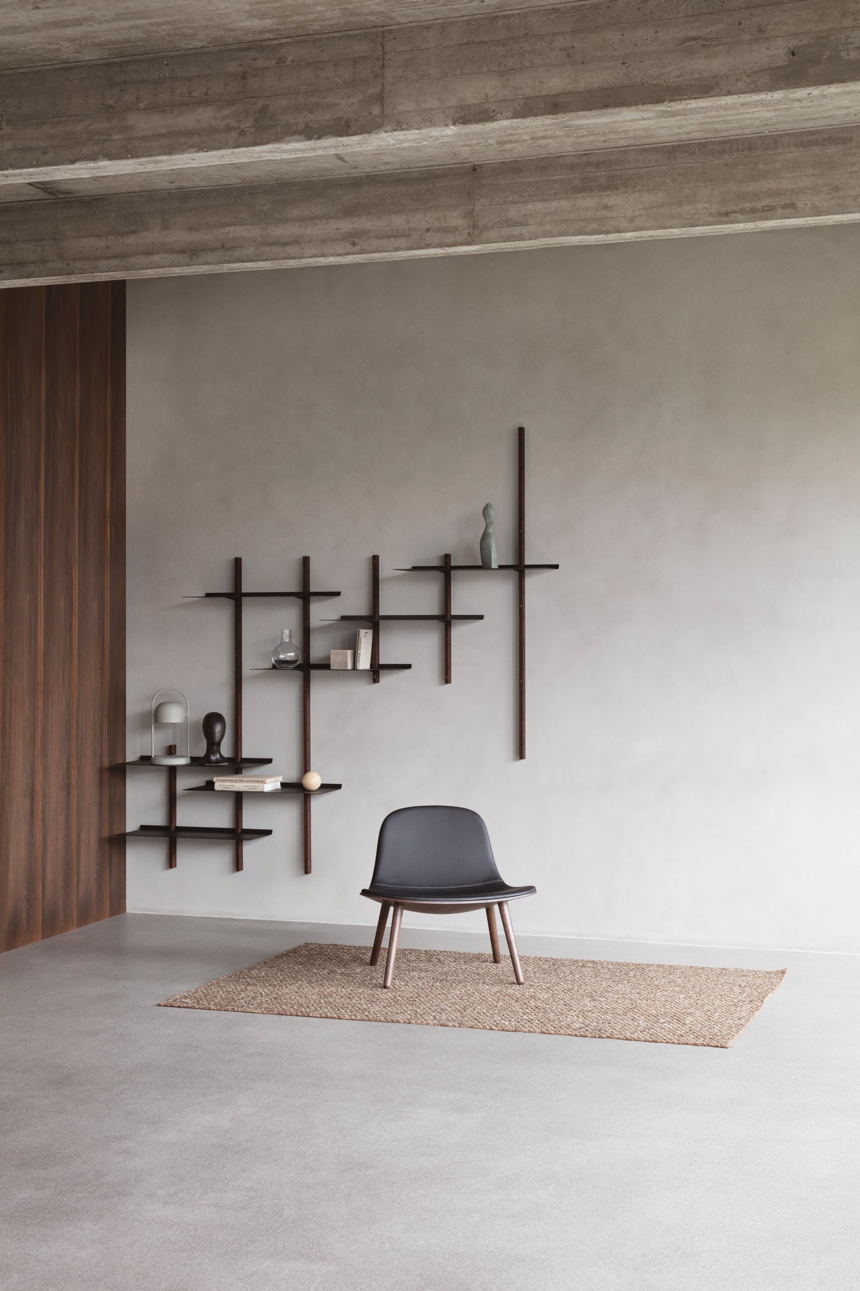 SMILE black wall shelf set