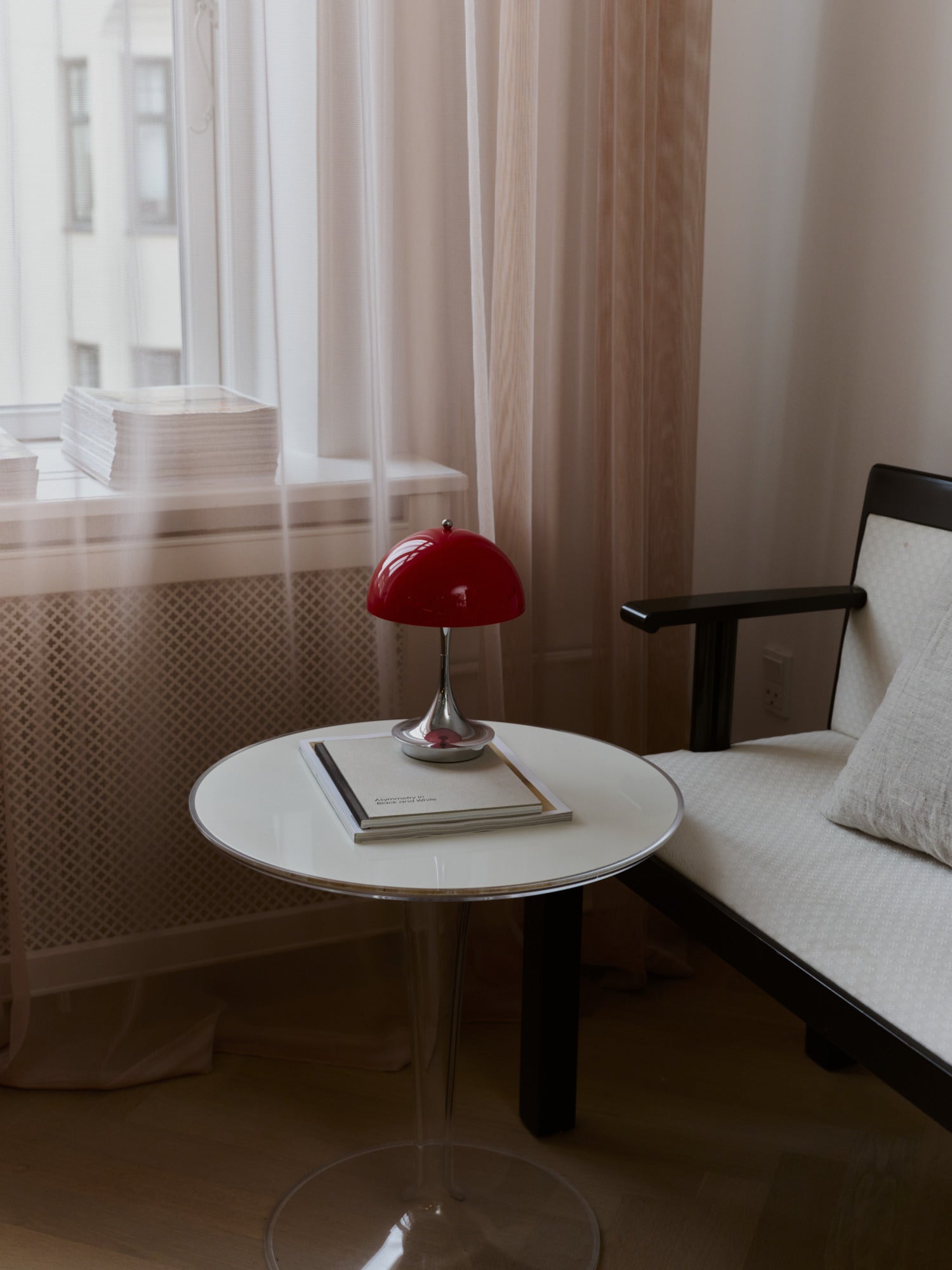 Portable Lamp PANTHELLA 160 red with chrome base