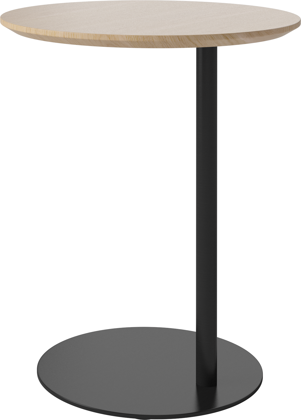 Bočný stolík PILLAR bielené dubové drevo s čiernym podstavcom