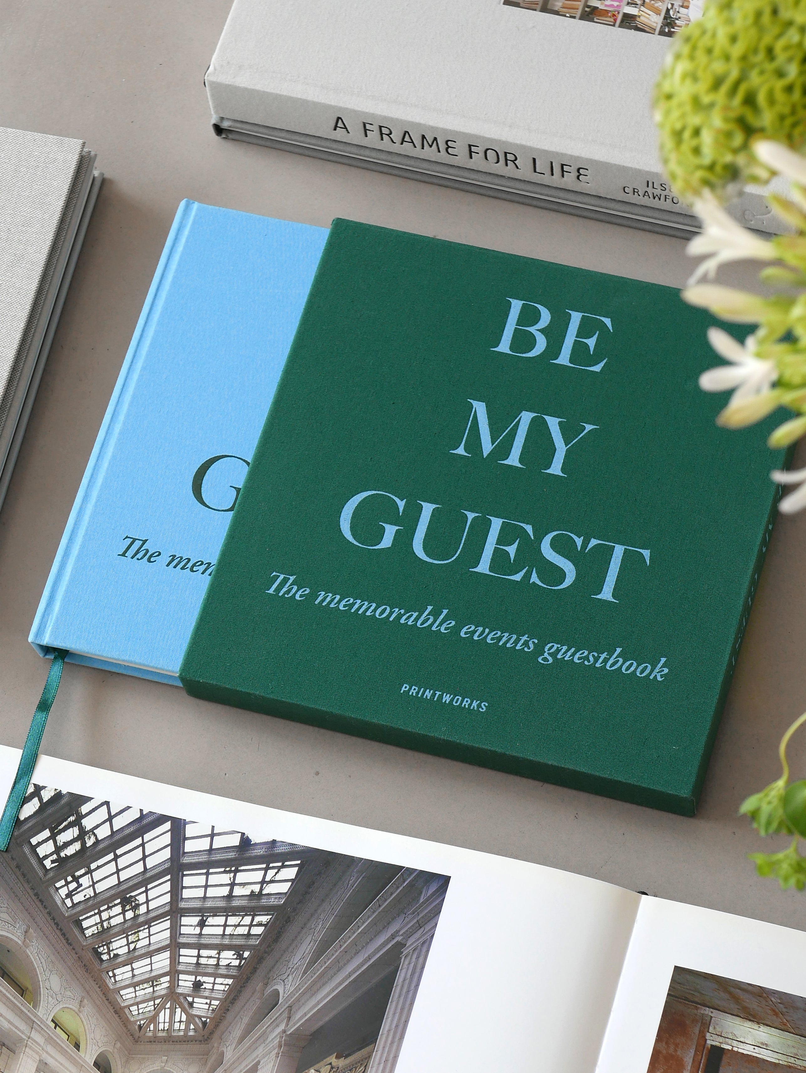 BE MY GUEST Guest Book green with blue