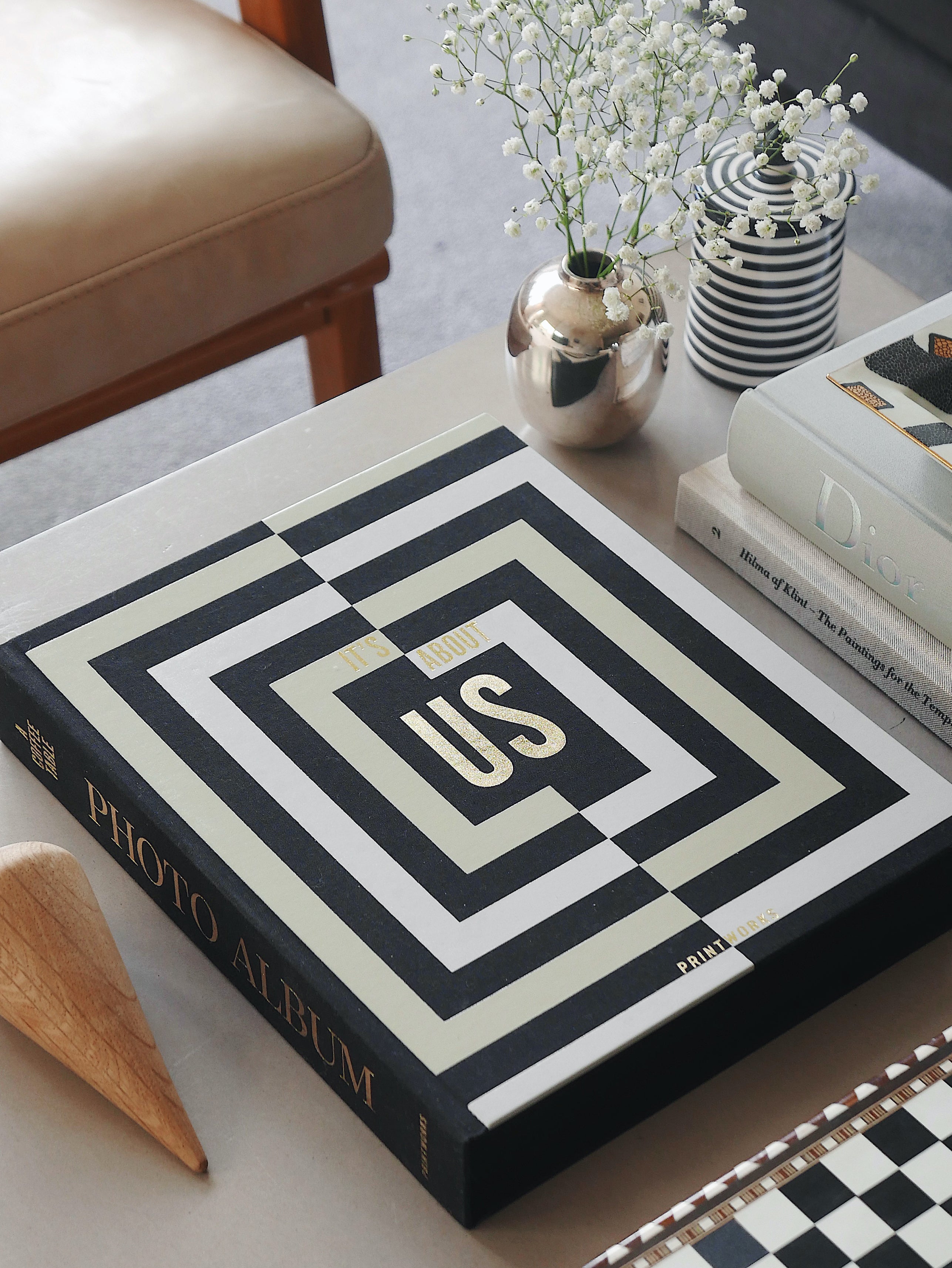 Photo Album IT'S ABOUT US black with white and gold