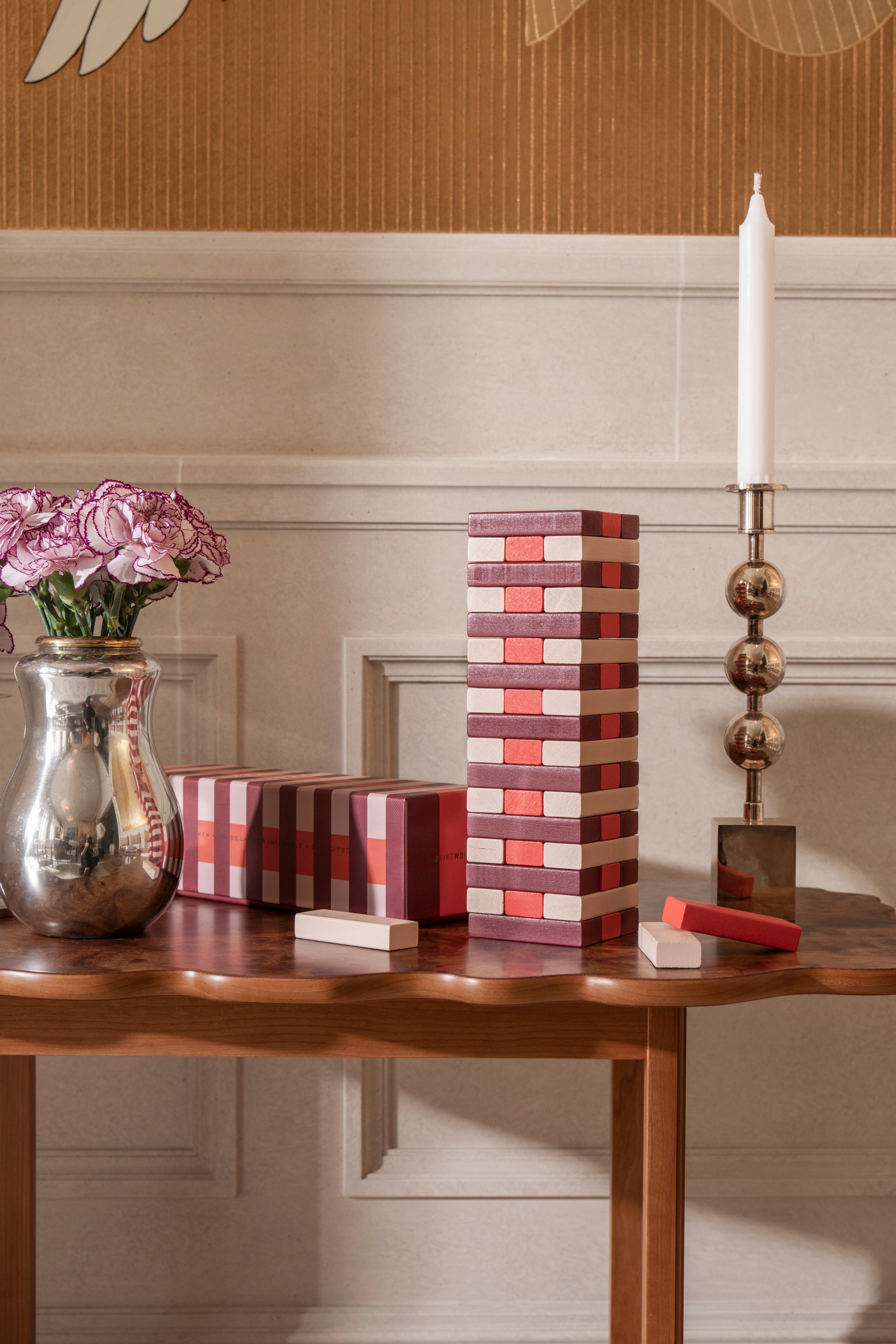 Hra strategická yenga TUMBLING TOWER béžová s červenou