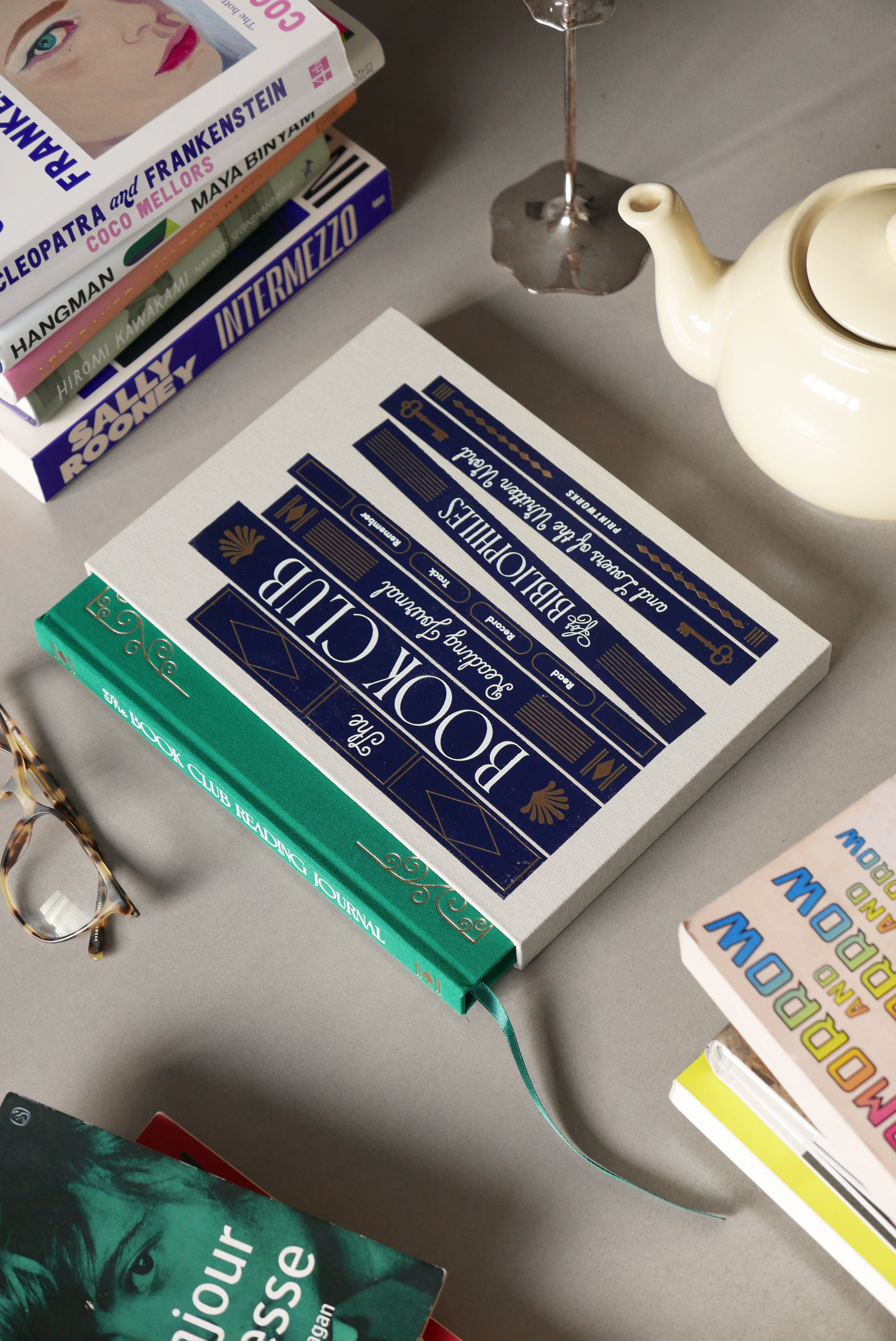 The Book Club Reading Journal Gray with Green